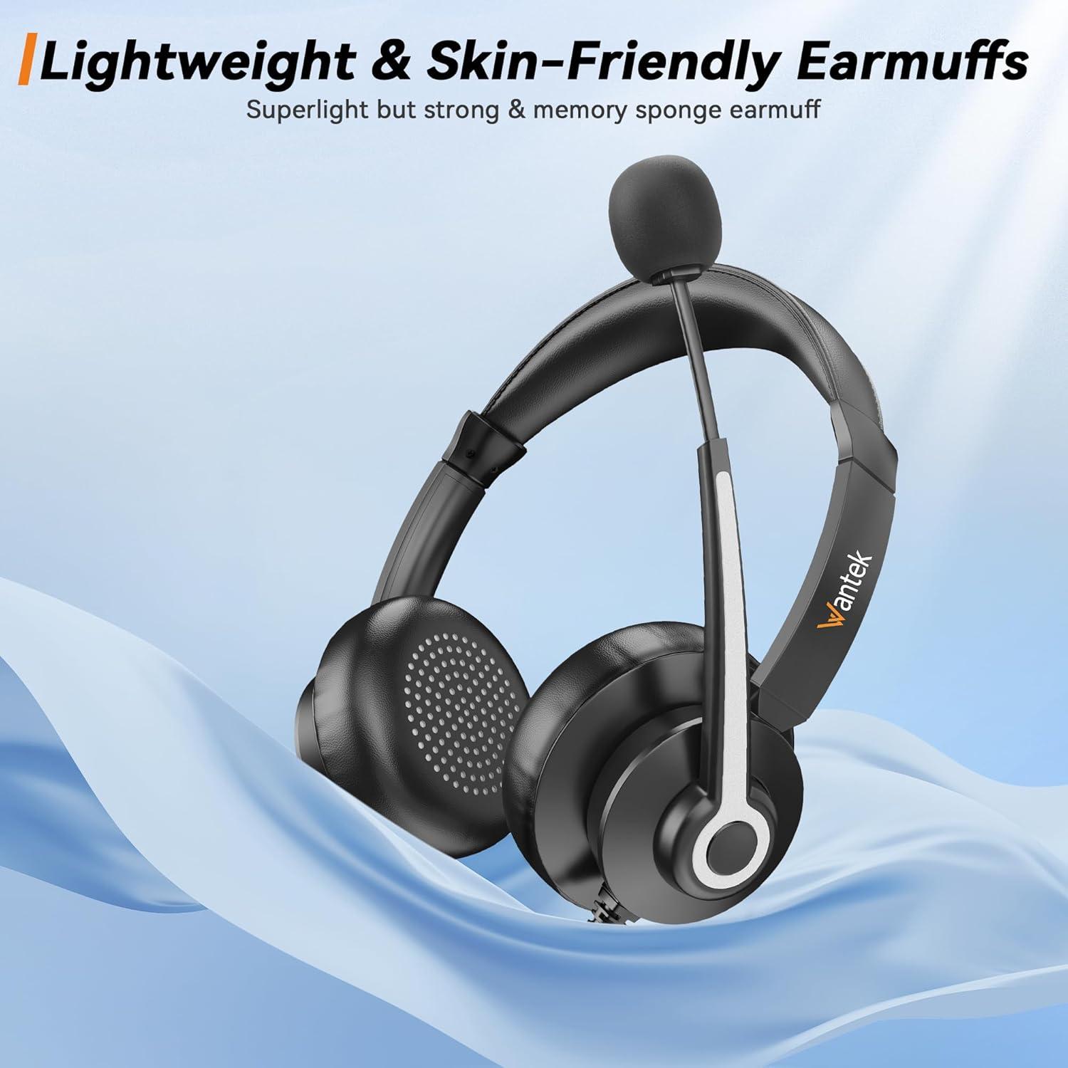 Auricular USB y 3.5mm Wantek 786FNUSB con micrófono y cancelación de ruido