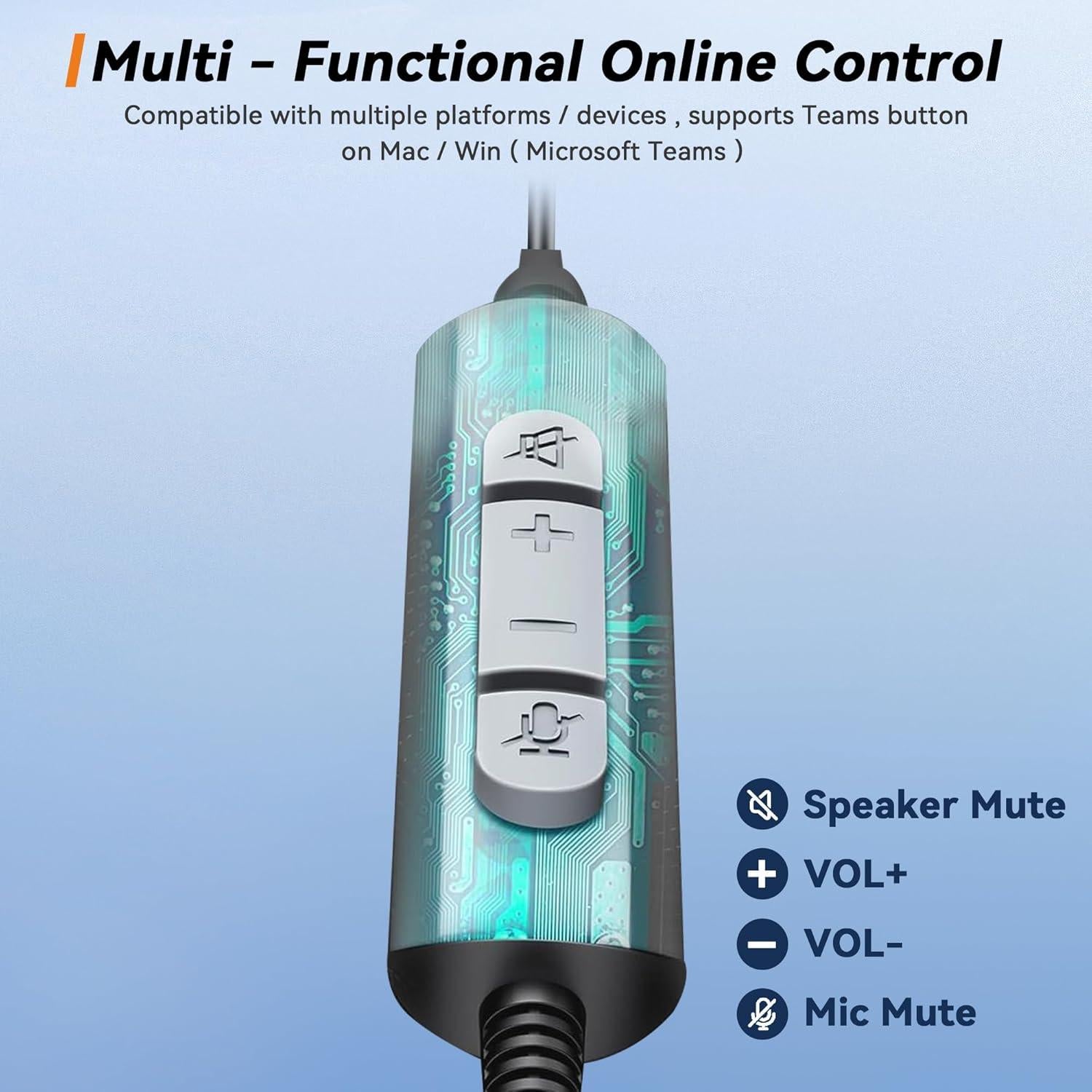Auricular USB y 3.5mm Wantek 786FNUSB con micrófono y cancelación de ruido