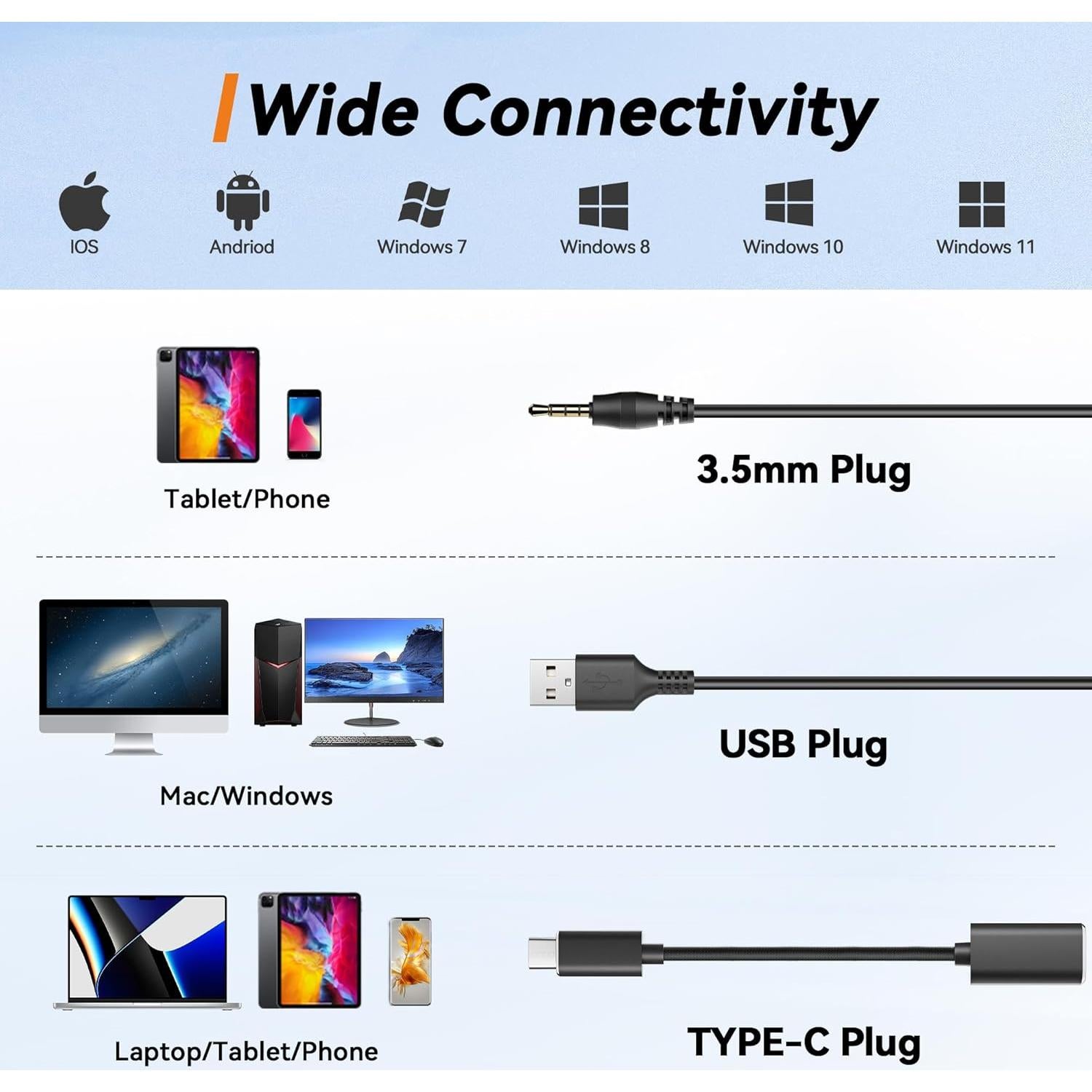 Auricular USB y 3.5mm Wantek 786FNUSB con micrófono y cancelación de ruido