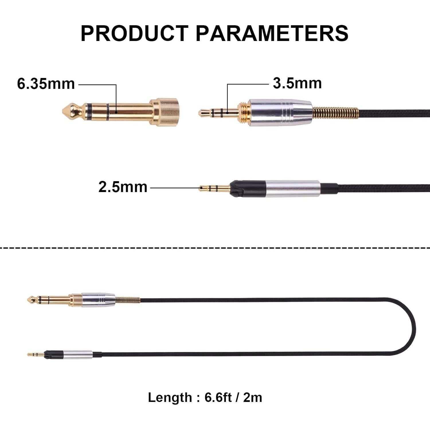 Cable de extensión de audio 2m LearSoon para Sennheiser HD598