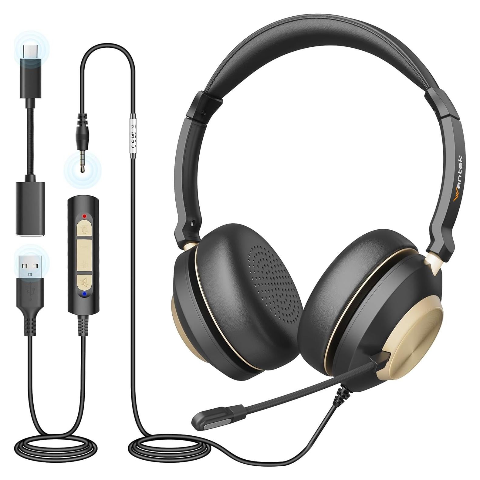 Auriculares Wantek 882FUSB con Micrófono y Cancelación de Ruido