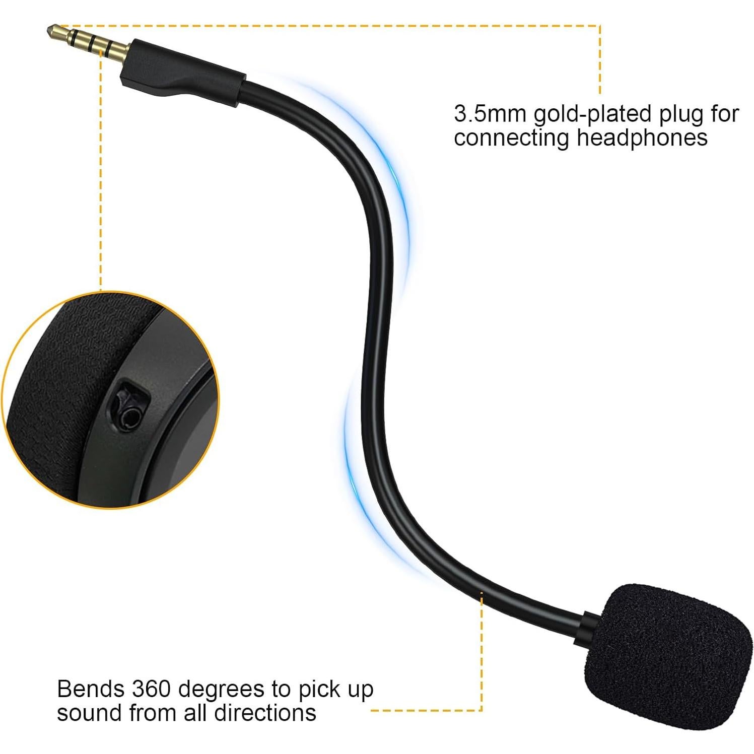 Toxaoii Replacement Microphone Compatible with Steelseries arctis 1 Gaming Headphones, Detachable 3.5mm Noise Cancelling Boom Microphone for Headphone, PC, Xbox One, PS4, PS5