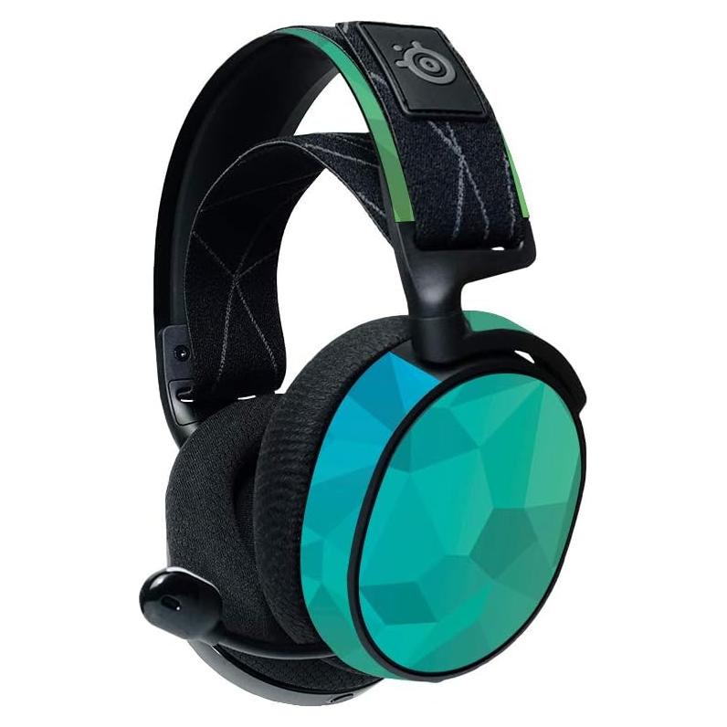 MightySkins Vinilo Decorativo para Auriculares SteelSeries Arctis 7 - Polígono Azul Verde