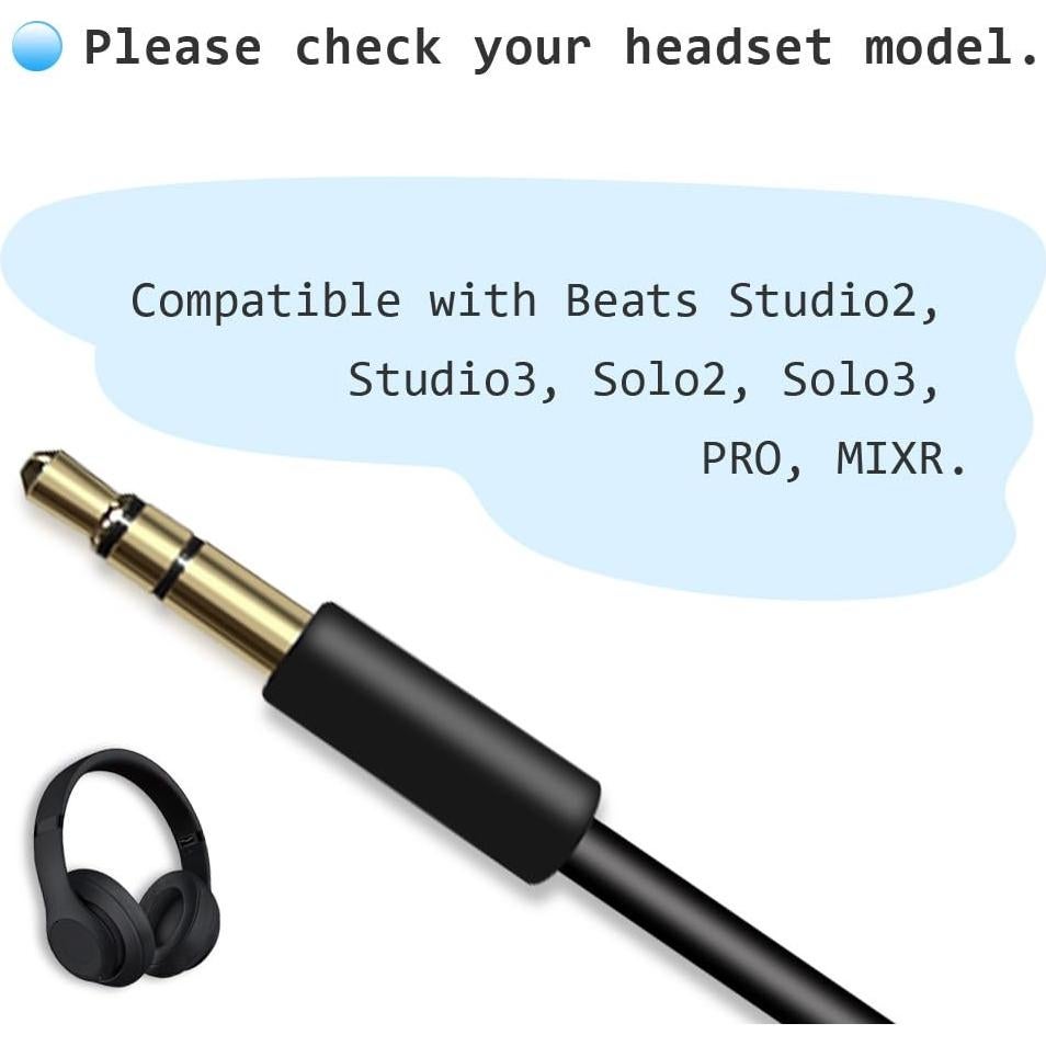 Cable de Audio AUX Reemplazo para Beats Studio/Solo/Pro - 1.4m