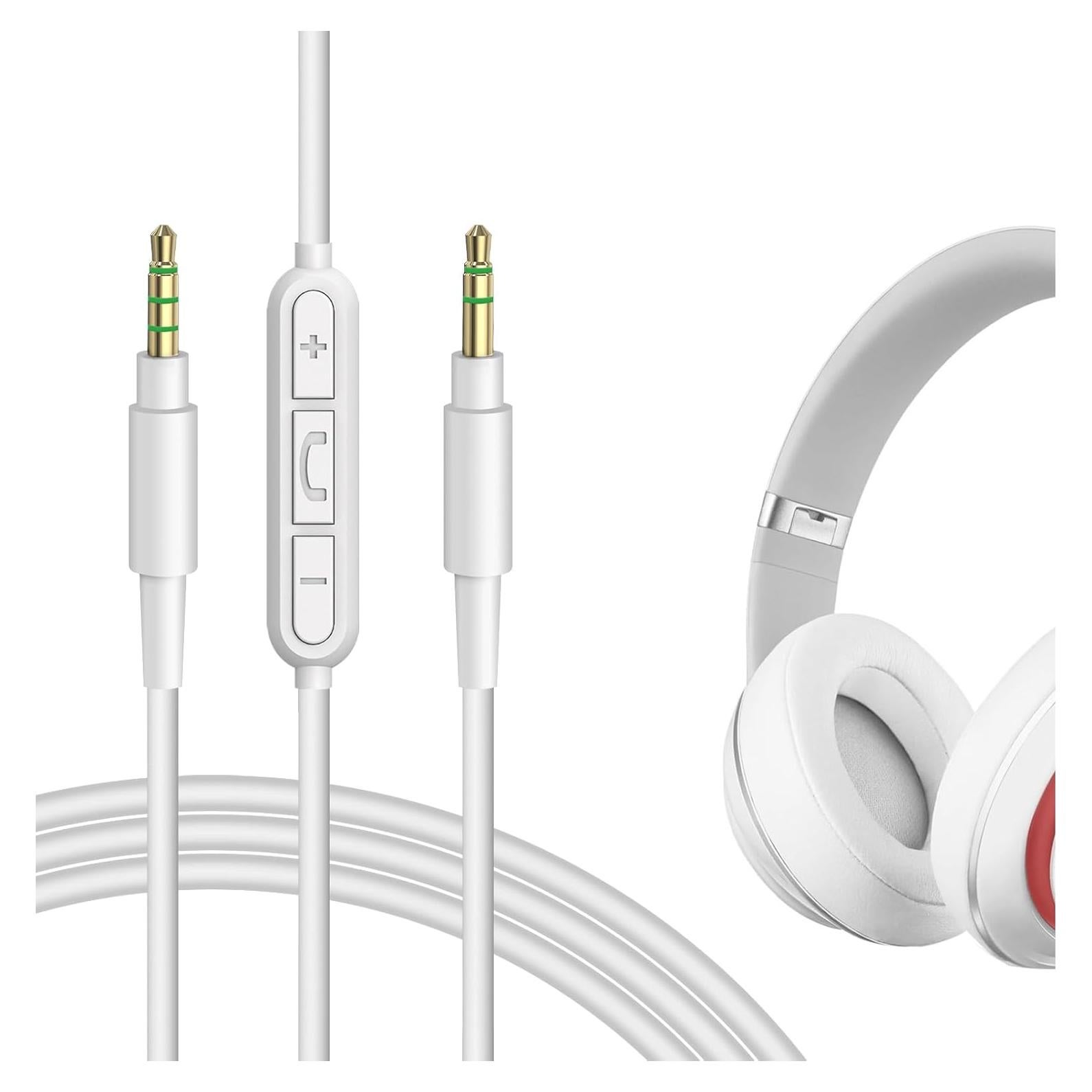 Audio Cable with Mic Compatible with Beats Studio Pro/3/2, Solo 4/3/2, Mixr Cable, 3.5mm Replacement Stereo Cord with Inline Microphone and Volume Control (4 ft/1.2 m)