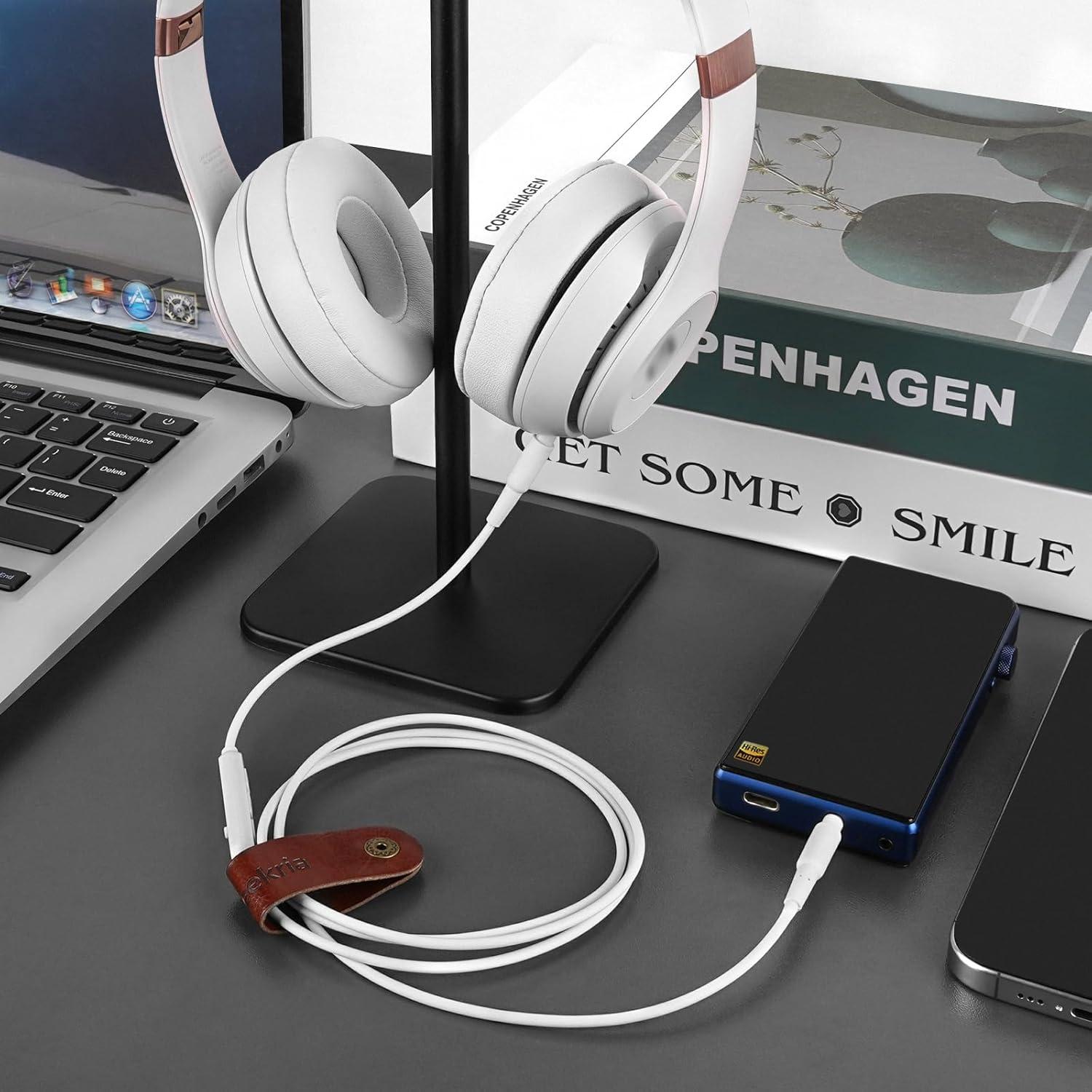 Audio Cable with Mic Compatible with Beats Studio Pro/3/2, Solo 4/3/2, Mixr Cable, 3.5mm Replacement Stereo Cord with Inline Microphone and Volume Control (4 ft/1.2 m)