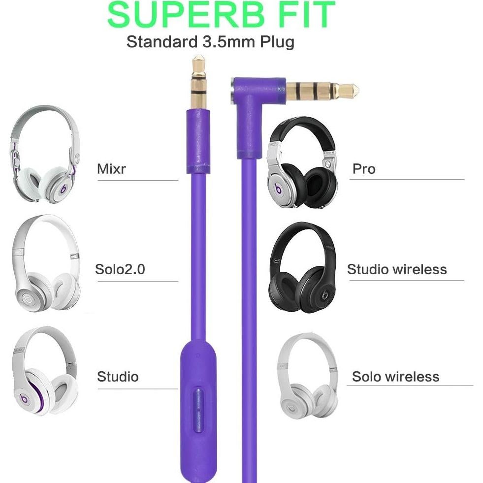 Cable de audio de extensión Sqrmekoko con micrófono 130cm púrpura