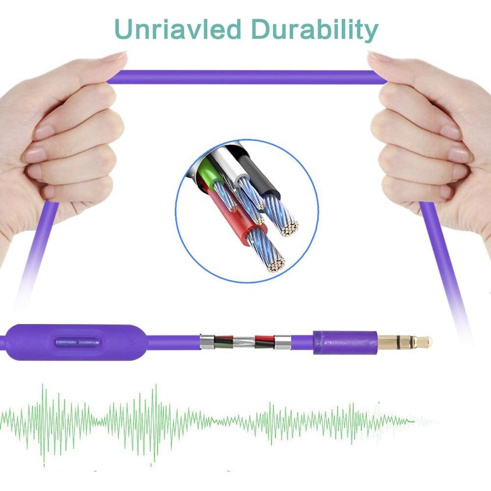 Cable de audio de extensión Sqrmekoko con micrófono 130cm púrpura