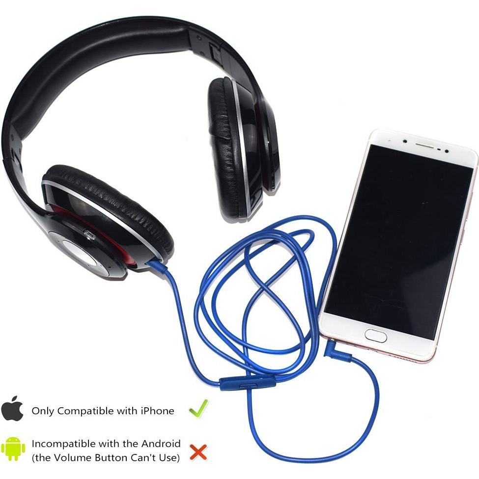 Cable de audio de reemplazo Fedoo 1.4m con micrófono para Beats