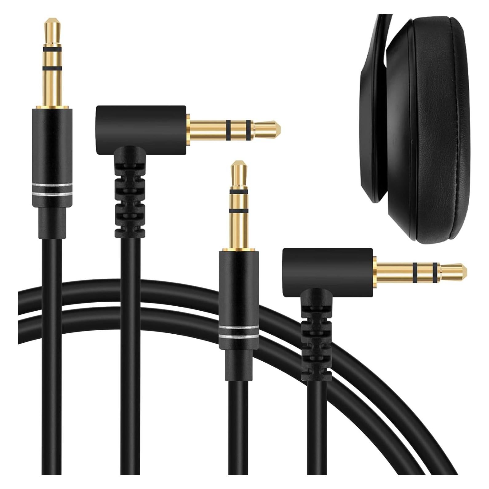 Audio Cable for Beats Studio Pro/3/2, Solo 4/3/HD/Pro, Mix Headphones, 3.5mm TRS Replacement Aux Cord (5 ft/1.5 m 2 Pack)