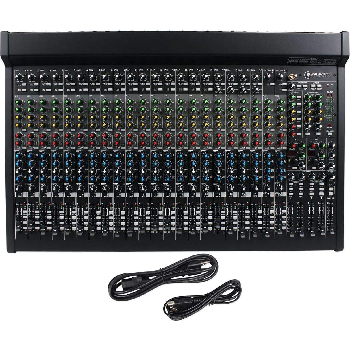 2404VLZ4 24-channel 4-Bus FX Mixer Bundle with Audio Technica PRO37 Condenser Microphone , Audio Technica Studio Monitor Headphones & Hosa 3 Pin XLR Female to Male Microphone Cable (4 item)