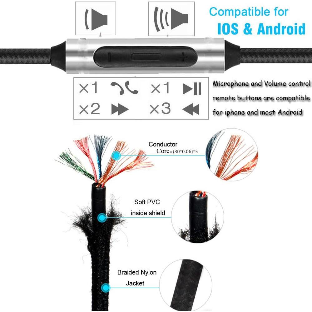 Cable Compatible for Bose QC45 QC35II QC35 QC25 Headphones Replacement Cord Upgrade Cable with Microphone Remote Compatilbe with JBL Tune 770NC/760NC/750BTNC/710BT/700BT Live 660NC/650BTNC (Black)