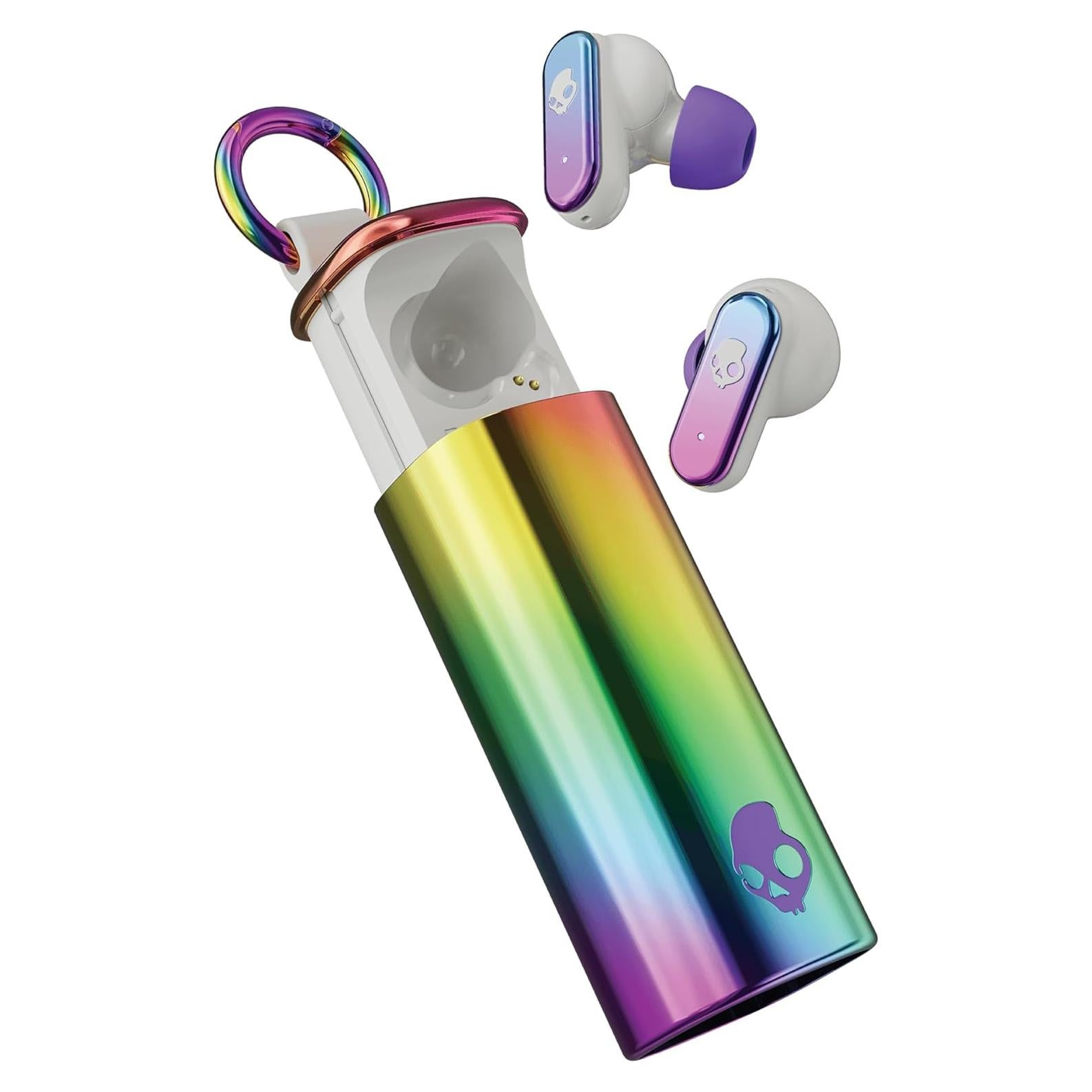 Skullcandy Dime Evo Wireless Earbuds, Bluetooth Headphones, Noise Isolating Fit, Up to 36 Hours Battery, Microphone for iPhone Android, Easy Carry with Clip-Anywhere Case - All Love