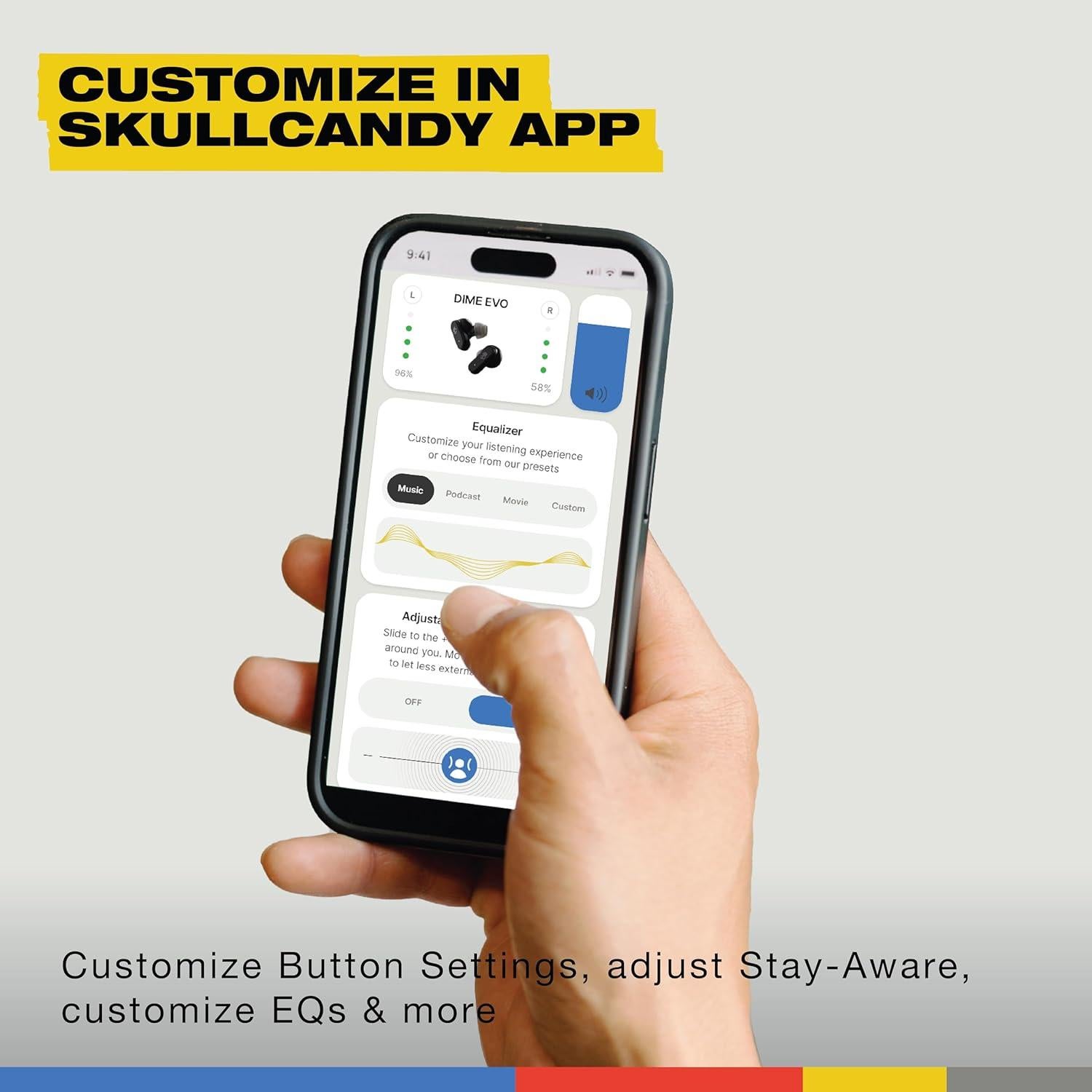 Skullcandy Dime Evo Wireless Earbuds, Bluetooth Headphones, Noise Isolating Fit, Up to 36 Hours Battery, Microphone for iPhone Android, Easy Carry with Clip-Anywhere Case - All Love