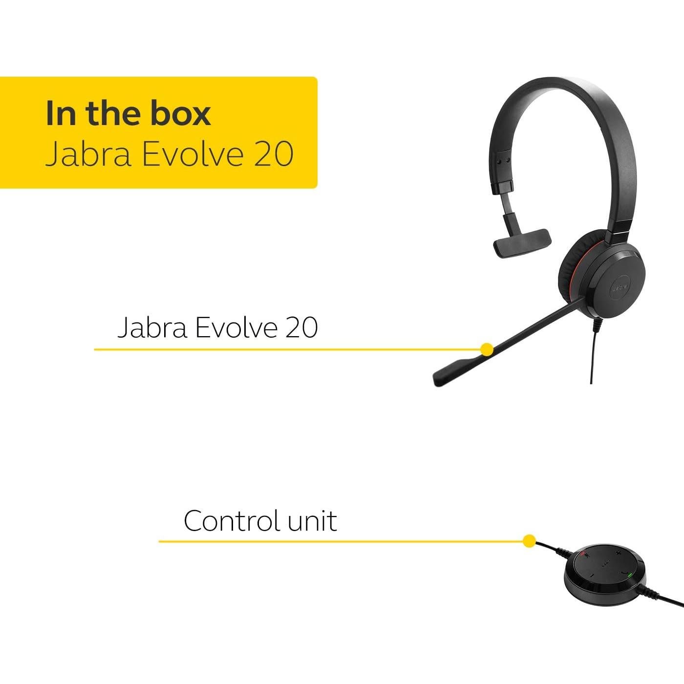 Auricular Jabra Evolve 20SE UC Mono con Cable para PC