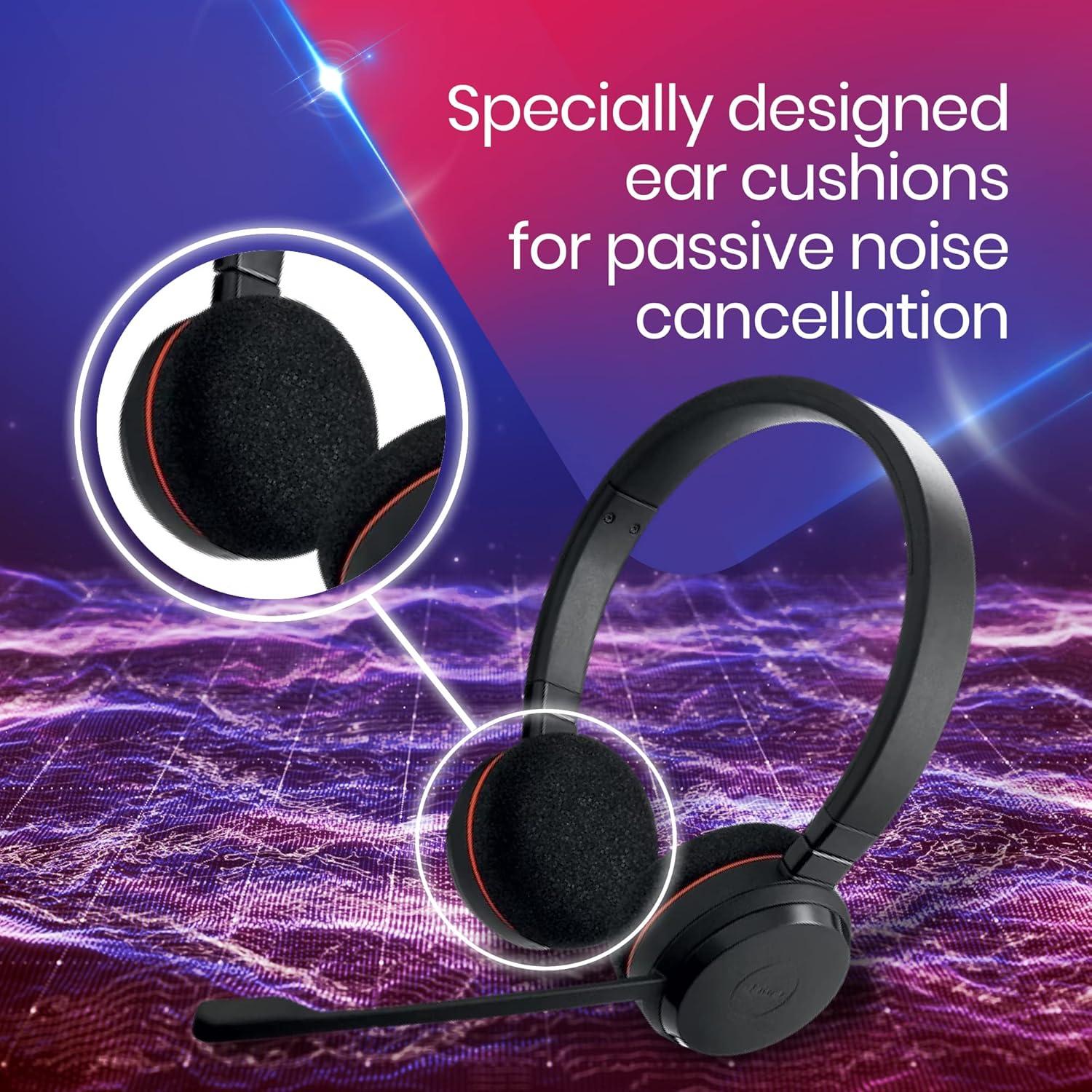 Jabra Evolve 20 MS Duo USB-A Wired Headset (10 Pack)- GTW Bundle with Microfiber Cloth (10 Pack) Office Headphones for Work