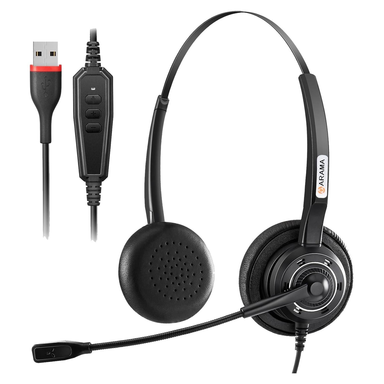 Auricular USB Arama A200USB con micrófono cancelador de ruido