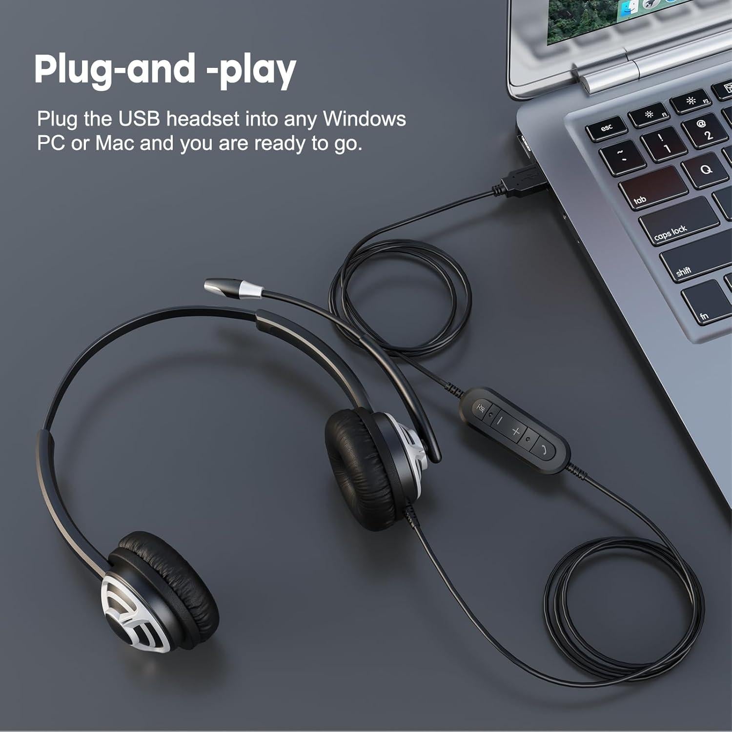 Auriculares USB MKJ con Micrófono Cancelación Ruido - Ergonomía