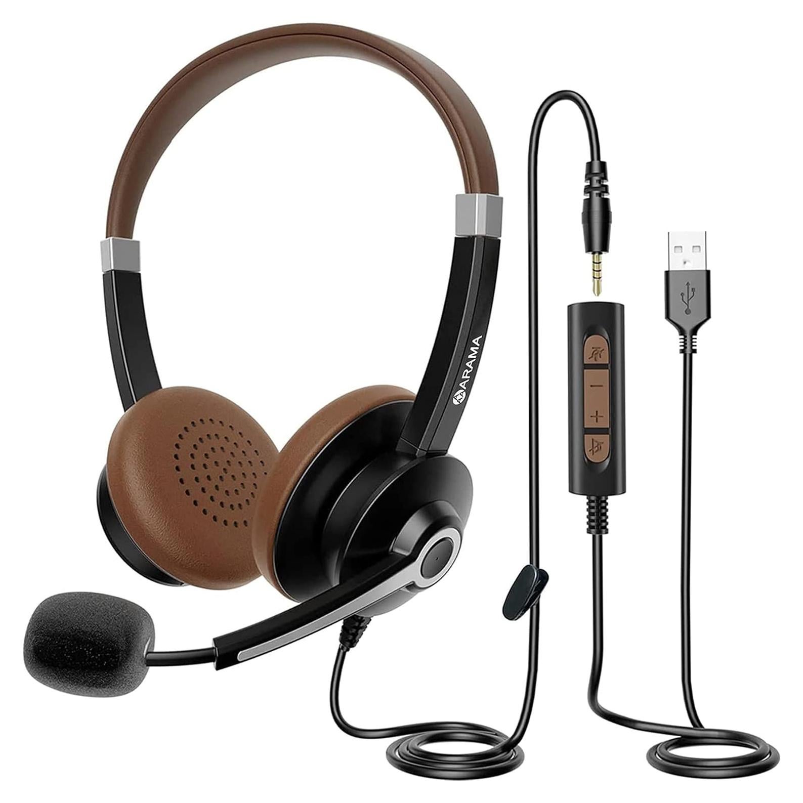 Auricular con cable Arama ARA700, micrófono cancelador de ruido