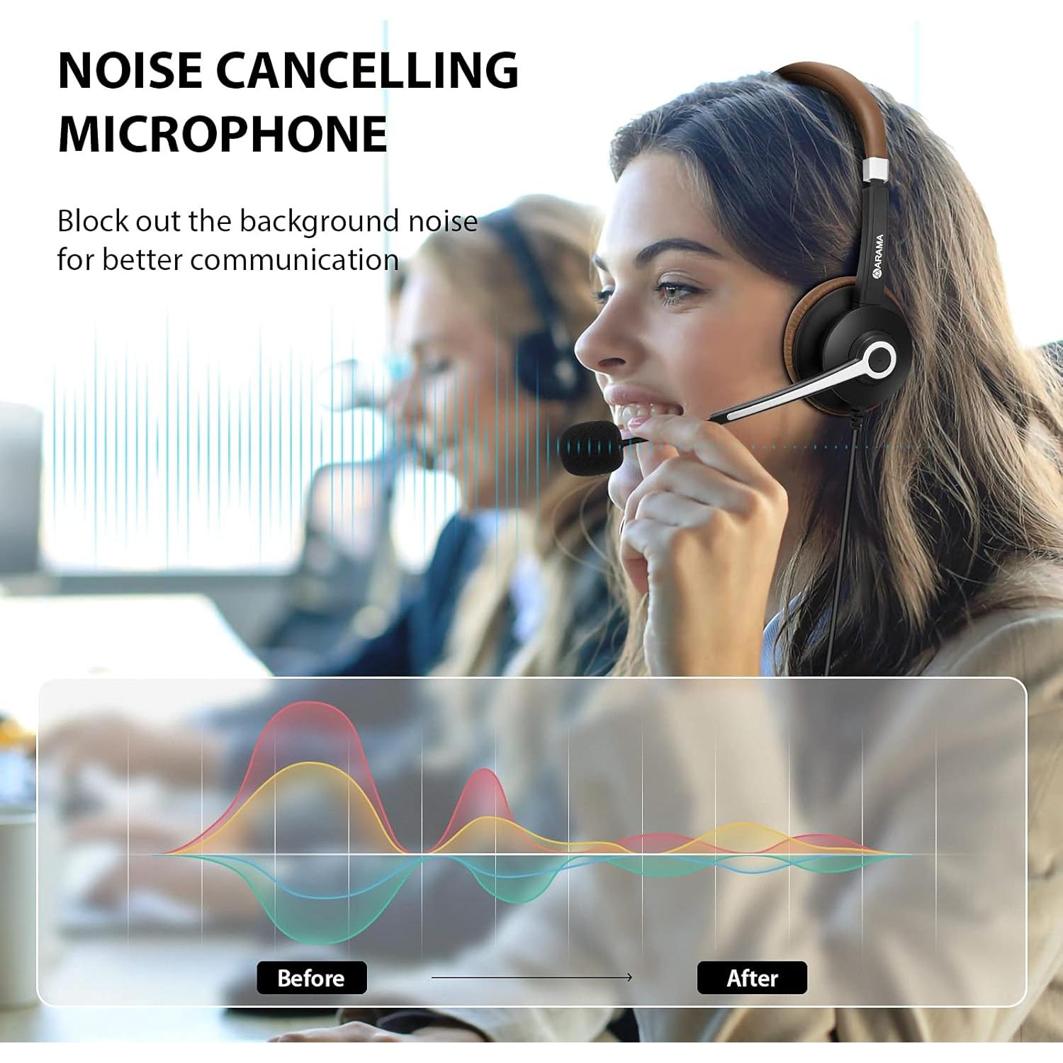 Auricular con cable Arama ARA700, micrófono cancelador de ruido