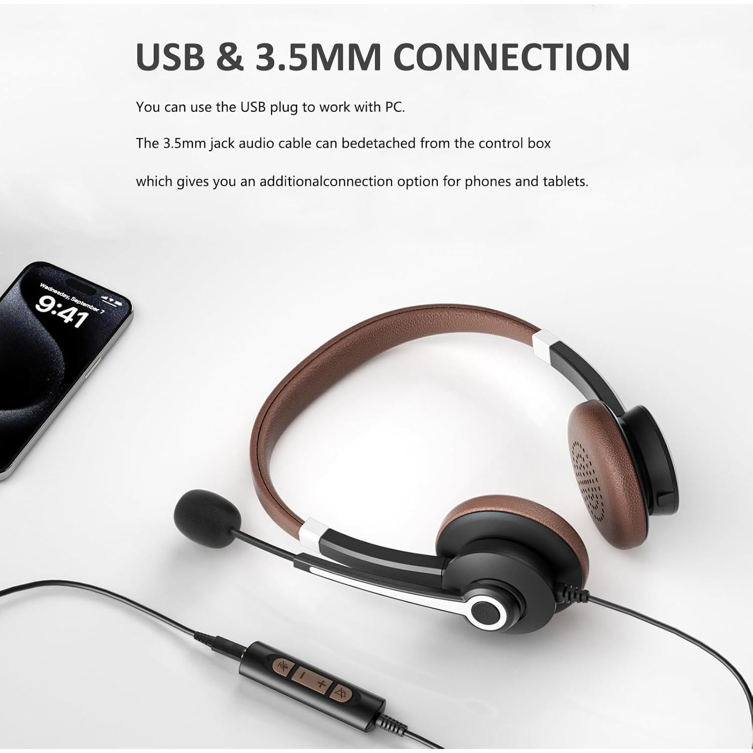 Auricular con cable Arama ARA700, micrófono cancelador de ruido