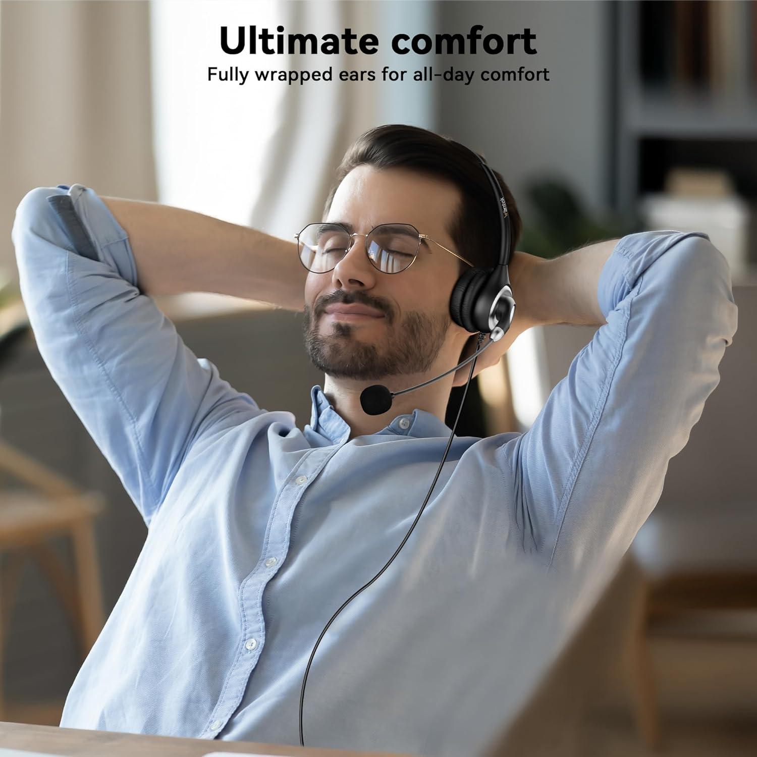 Auricular USB-C Wantek HSM-600NTYPEC con micrófono y cancelación de ruido