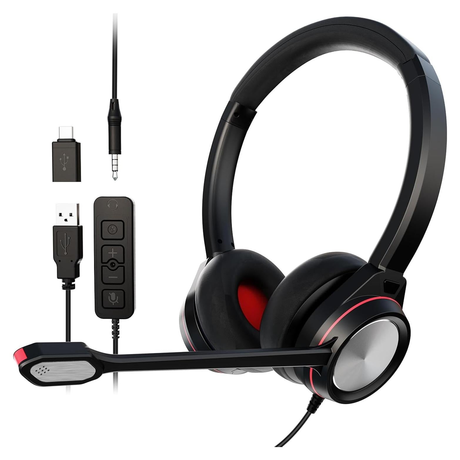 Auricular con micrófono Jiade Pro para PC USB/3.5mm Type-C