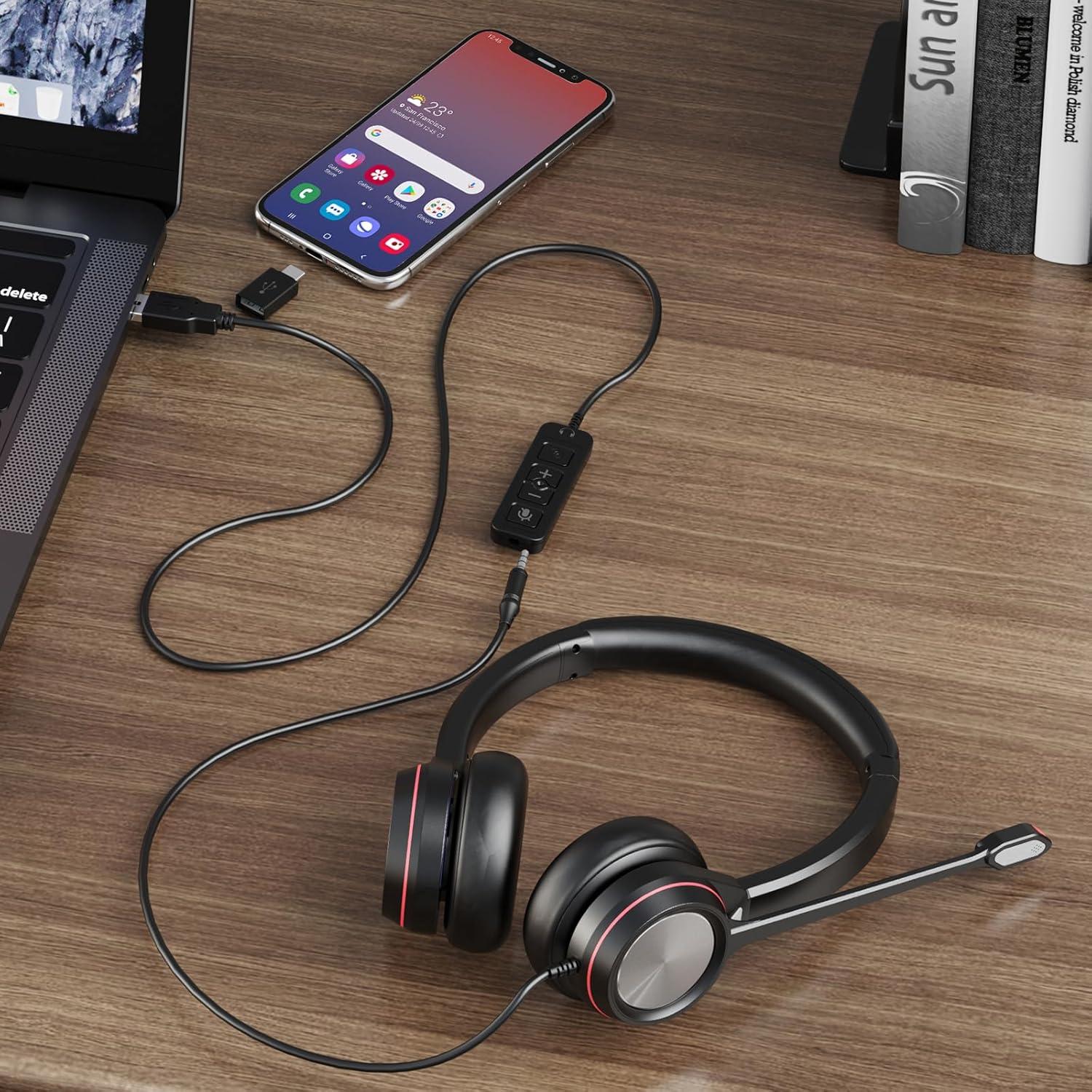 Auricular con micrófono Jiade Pro para PC USB/3.5mm Type-C