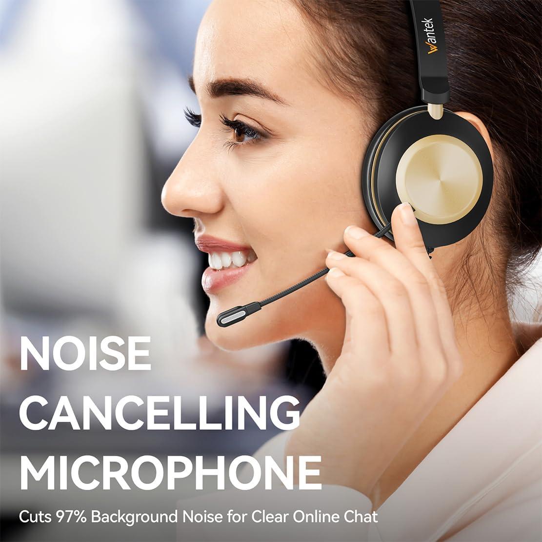 Auriculares USB Wantek 881K con micrófono y cancelación de ruido