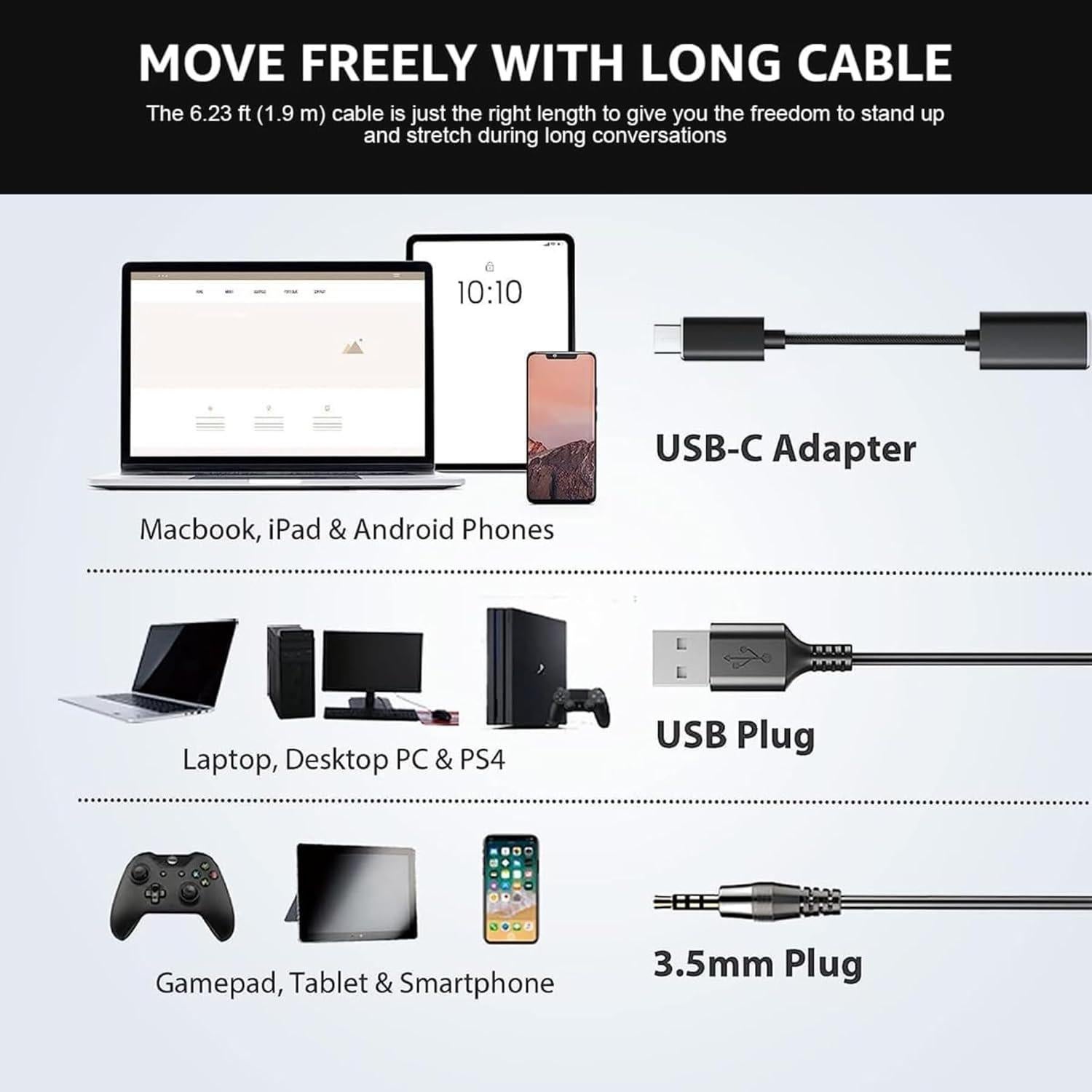 Auriculares USB Wantek H-USB600-SC con Micrófono y Cancelación de Ruido