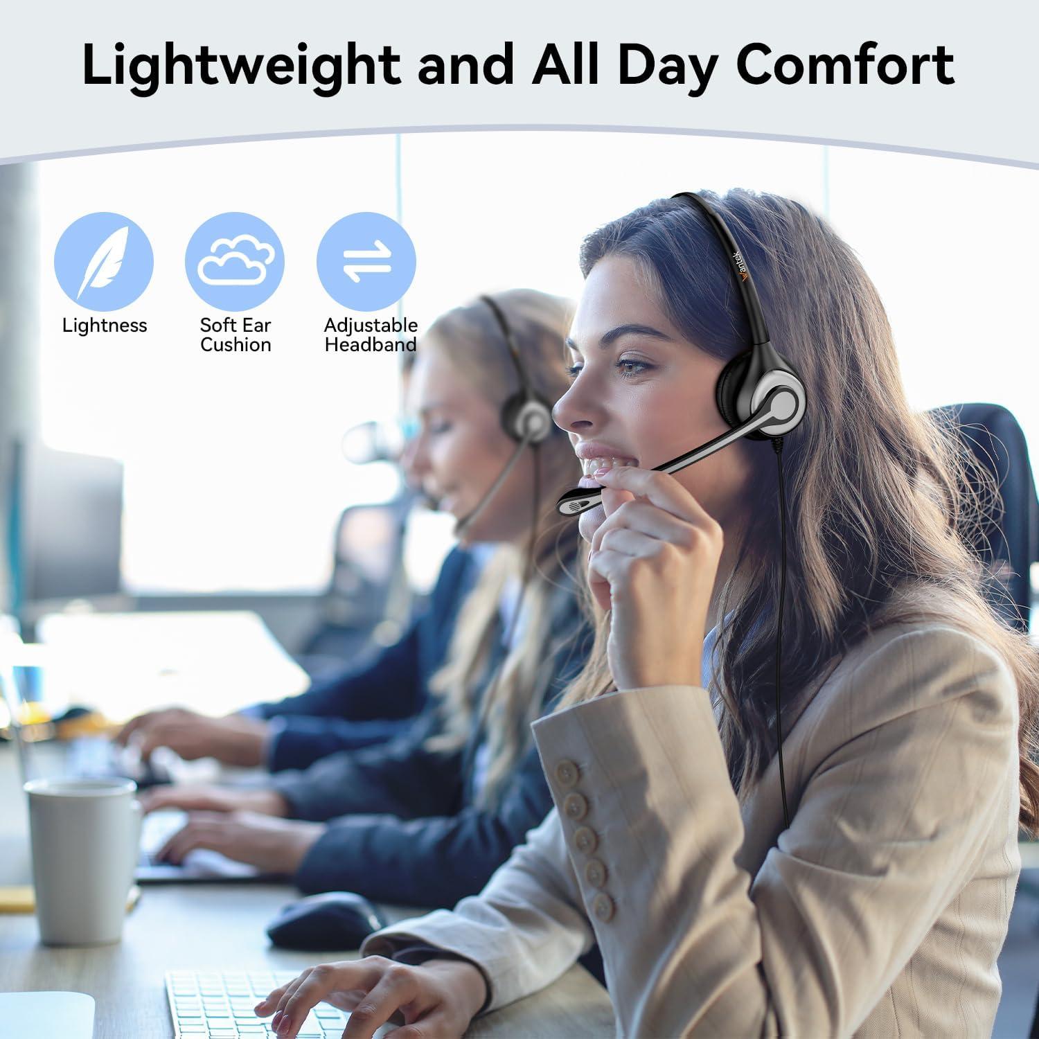 Auriculares USB Wantek H-USB600-SC con Micrófono y Cancelación de Ruido