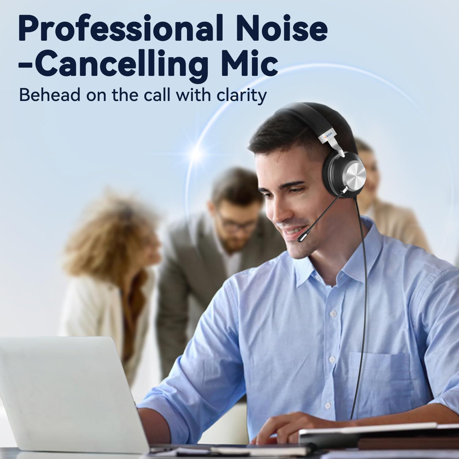 Auriculares USB Wantek 882MFUSB con Micrófono y Cancelación de Ruido