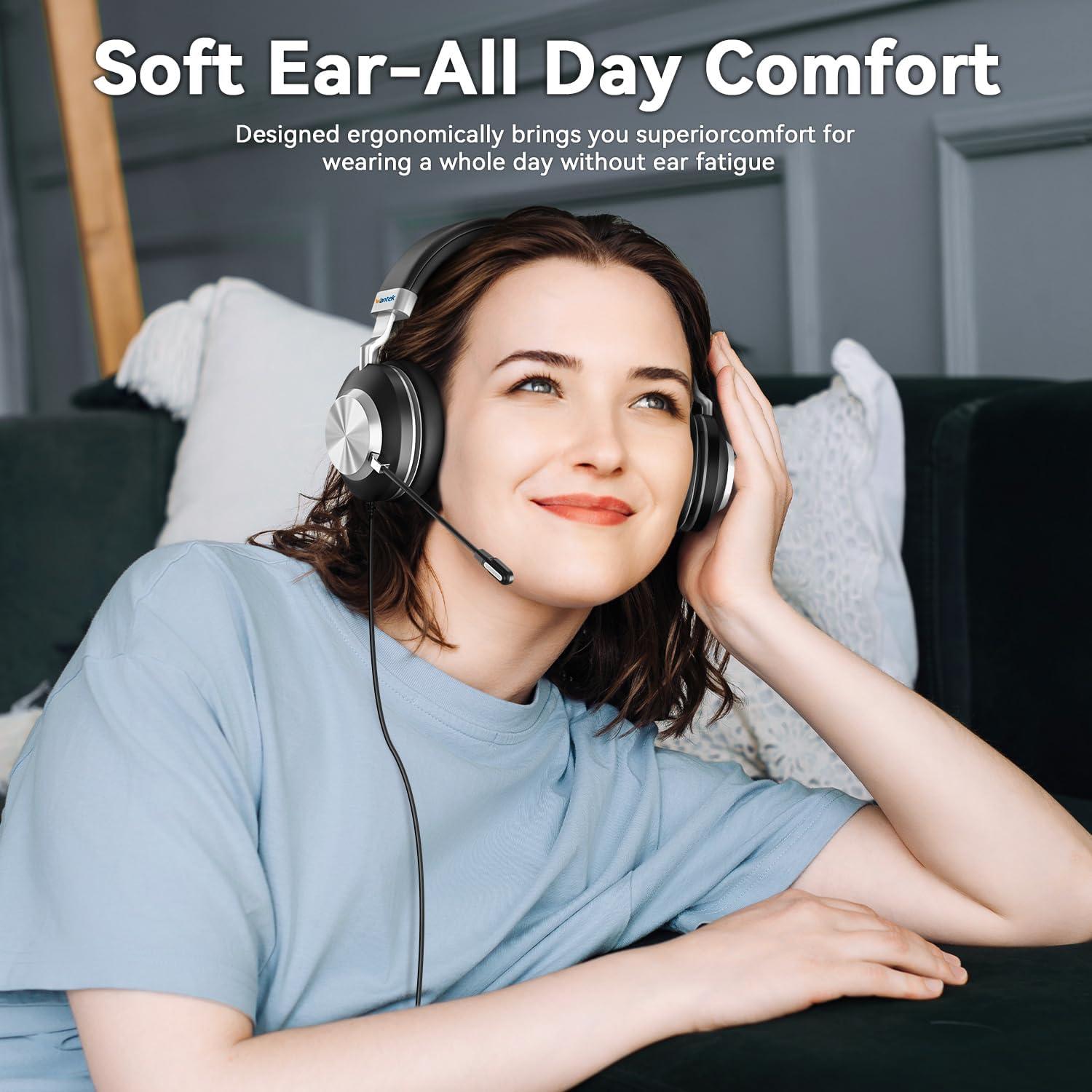 Auriculares USB Wantek 882MFUSB con Micrófono y Cancelación de Ruido