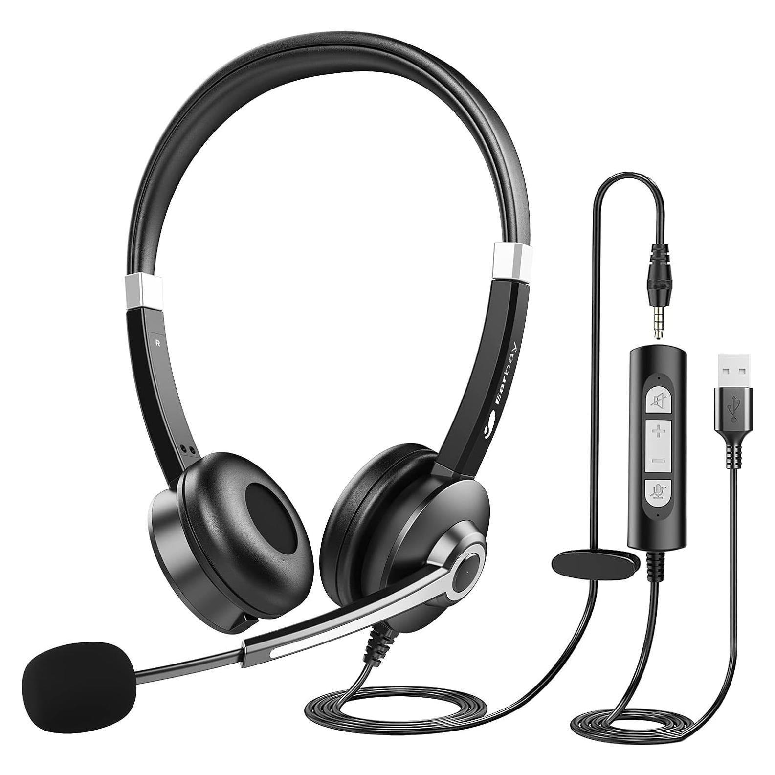 Auriculares USB Earbay C682 con micrófono y cancelación de ruido