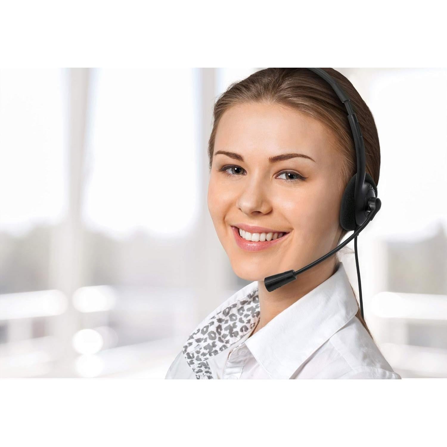 MANHATTAN USB Headset with Mic & Long 5 ft Cable - Dual-Sided Padded On-Ear, Adjustable Headband - for Desktop, Laptop, Computer – 3 Yr Mfg Warranty - 179461