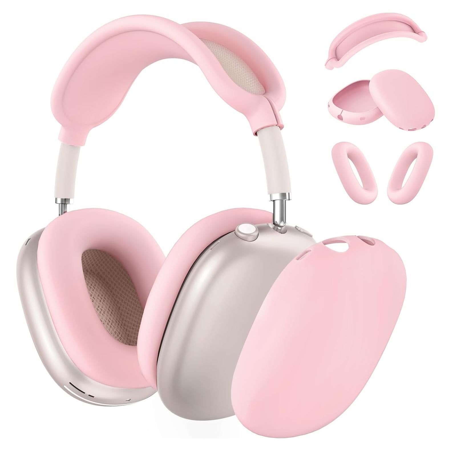 Silicone Case Cover for AirPods Max Headphones, Ear Pad Case Cover/Ear Cups Cover/Headband Cover for AirPods Max (USB-C/Lightning)(2024/2020),Accessories Silicone Protector for Apple AirPods Max, Pink