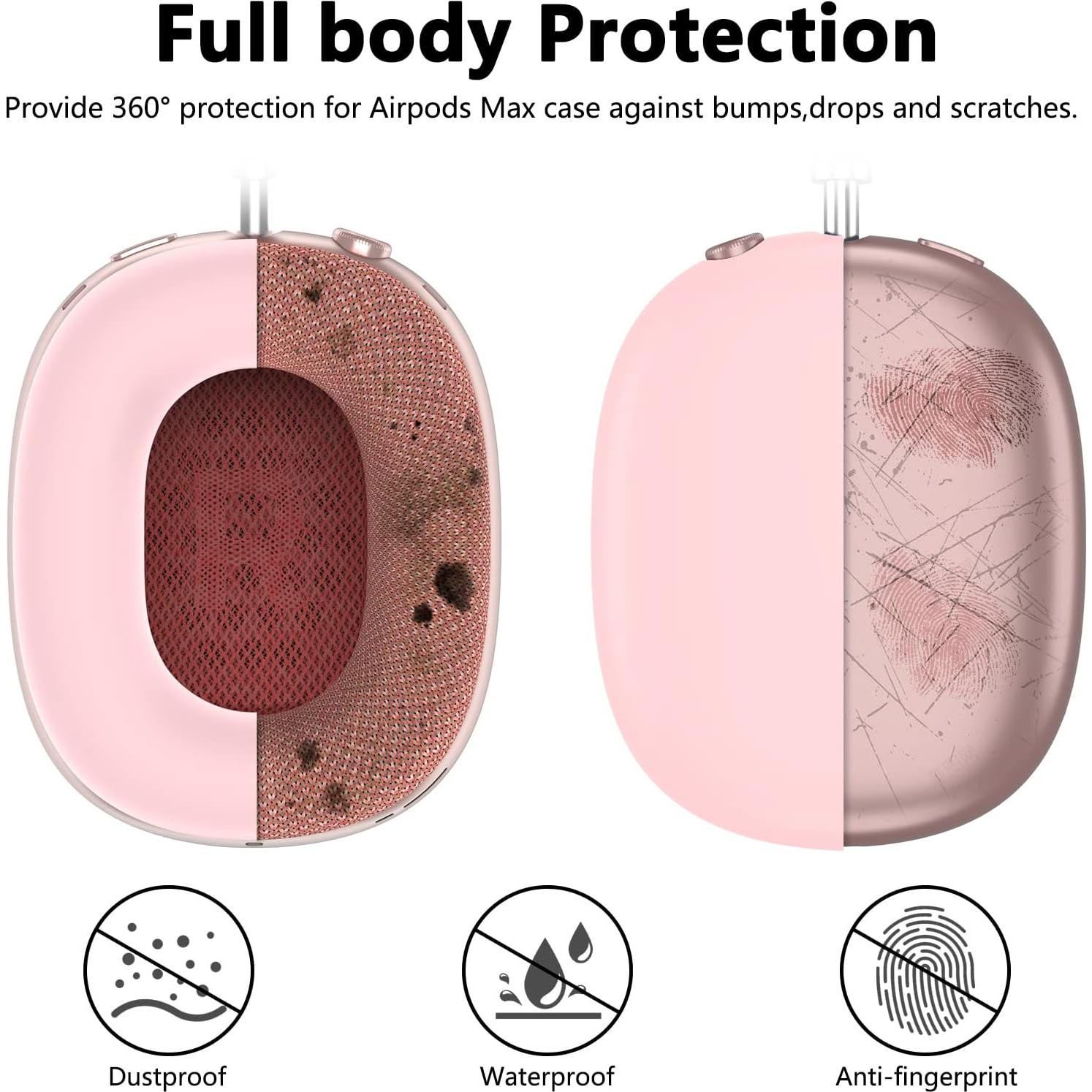 Silicone Case Cover for AirPods Max Headphones, Ear Pad Case Cover/Ear Cups Cover/Headband Cover for AirPods Max (USB-C/Lightning)(2024/2020),Accessories Silicone Protector for Apple AirPods Max, Pink