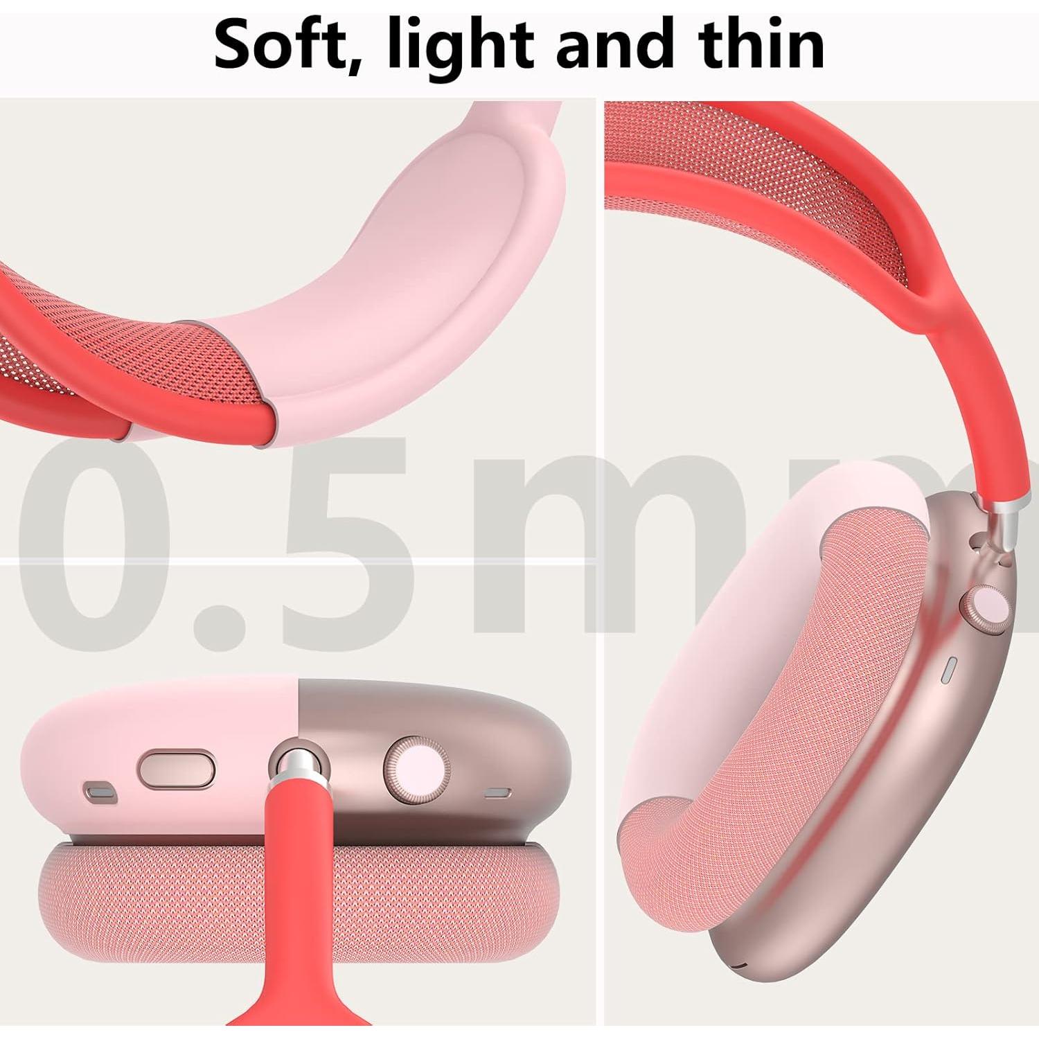 Silicone Case Cover for AirPods Max Headphones, Ear Pad Case Cover/Ear Cups Cover/Headband Cover for AirPods Max (USB-C/Lightning)(2024/2020),Accessories Silicone Protector for Apple AirPods Max, Pink
