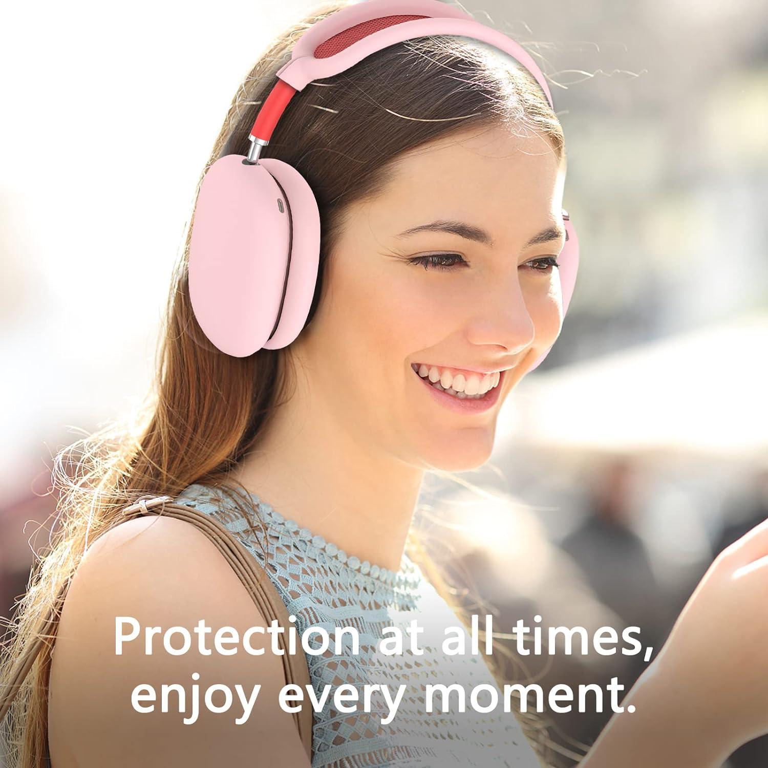 Silicone Case Cover for AirPods Max Headphones, Ear Pad Case Cover/Ear Cups Cover/Headband Cover for AirPods Max (USB-C/Lightning)(2024/2020),Accessories Silicone Protector for Apple AirPods Max, Pink