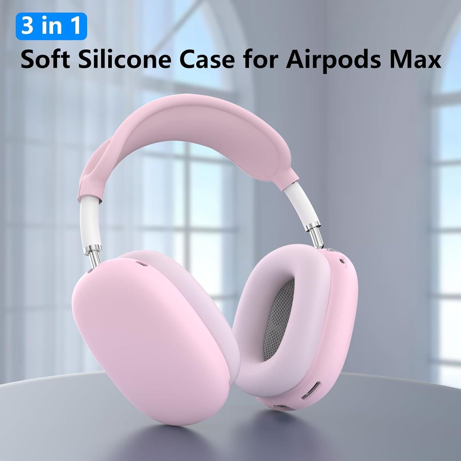 Funda de Silicona Rosa para AirPods Max - 4 en 1, Impermeable