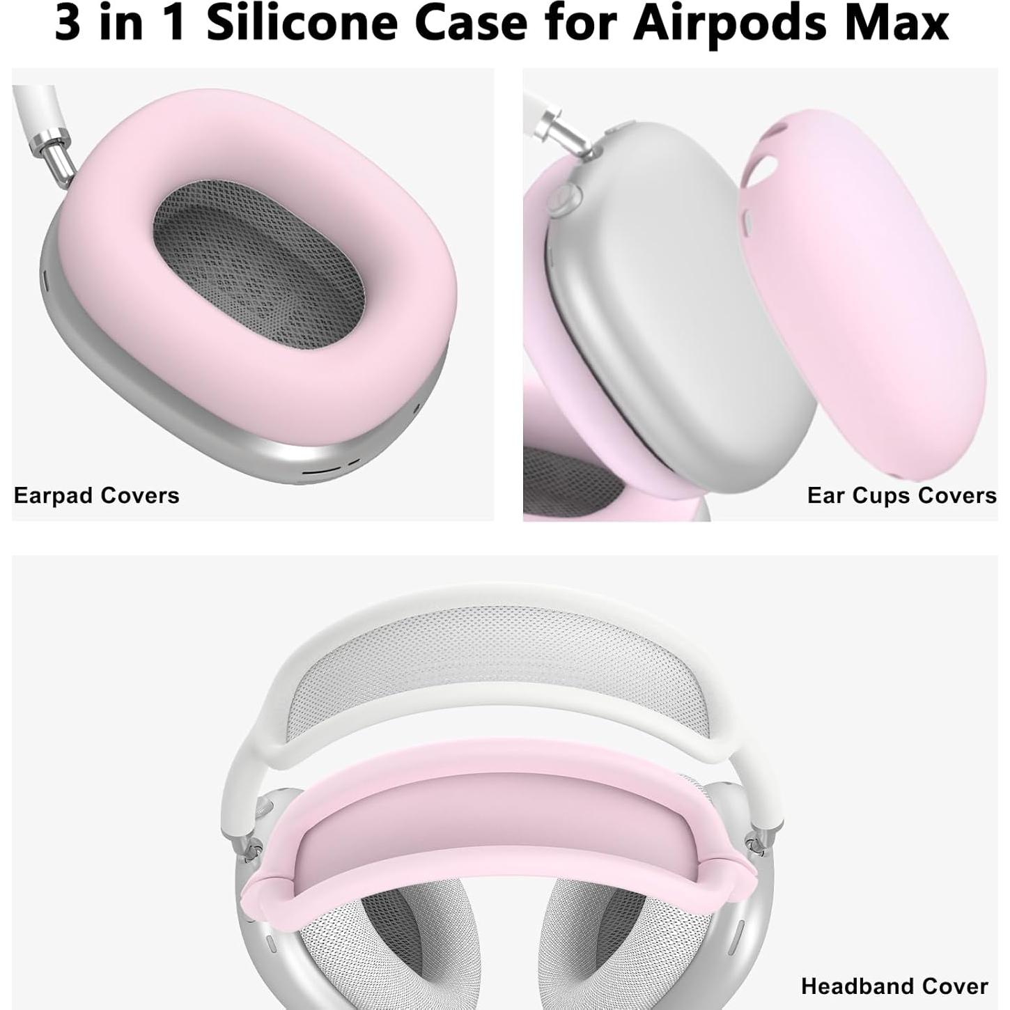 Funda de Silicona Rosa para AirPods Max - 4 en 1, Impermeable