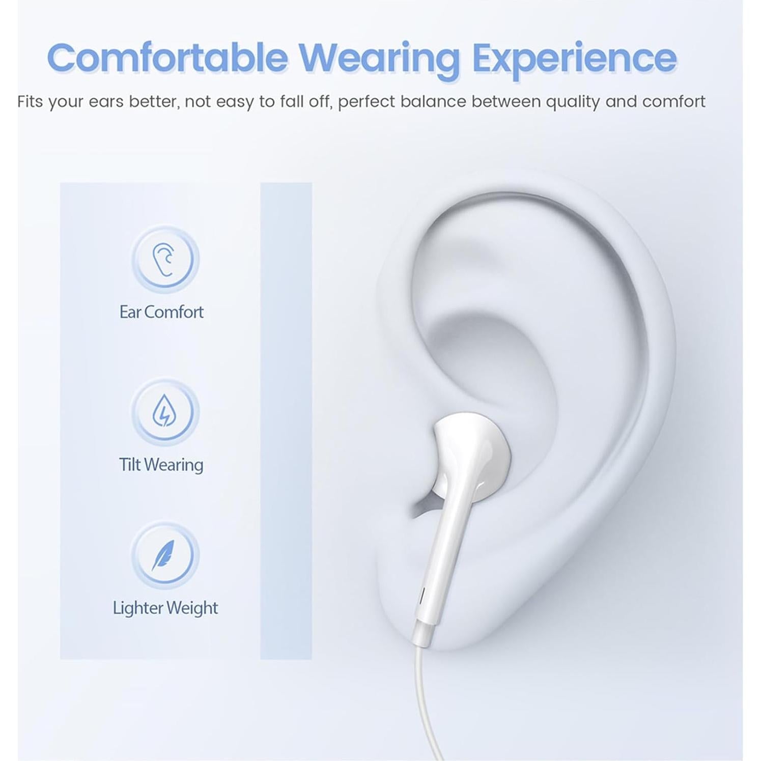 Auriculares con Cable Nvnceiw para iPhone - 2 Paquetes, In-Ear