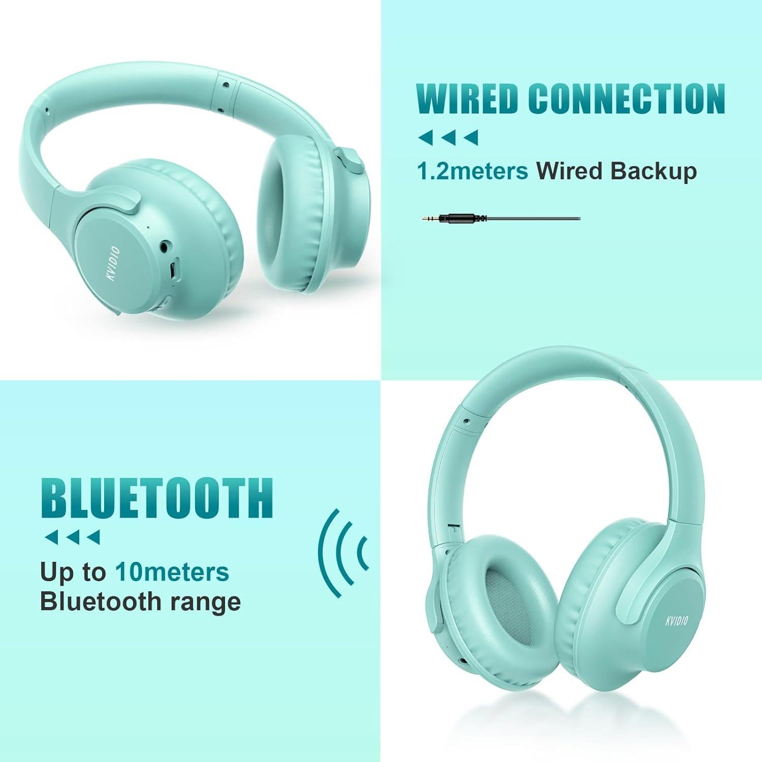 Auriculares Bluetooth KVIDIO WH201A Plegables 65h Batería