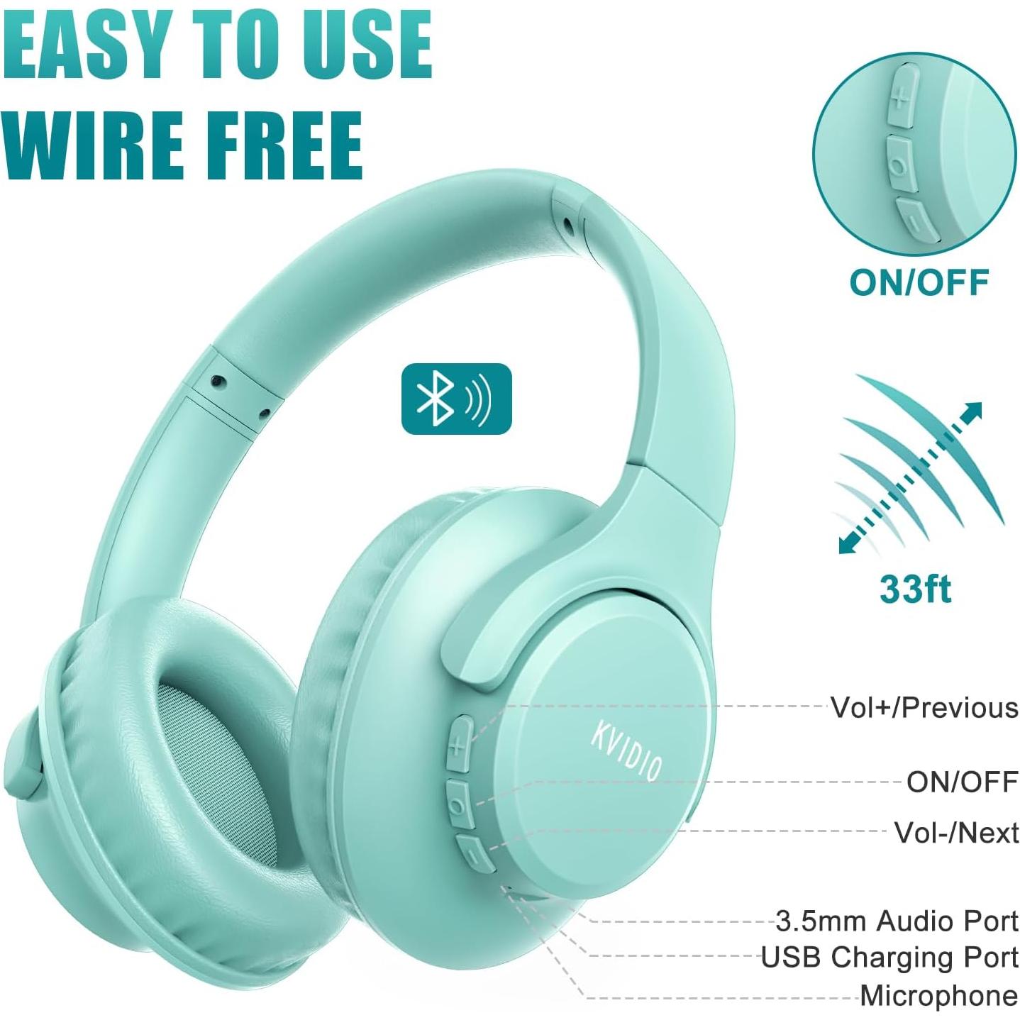 Auriculares Bluetooth KVIDIO WH201A Plegables 65h Batería