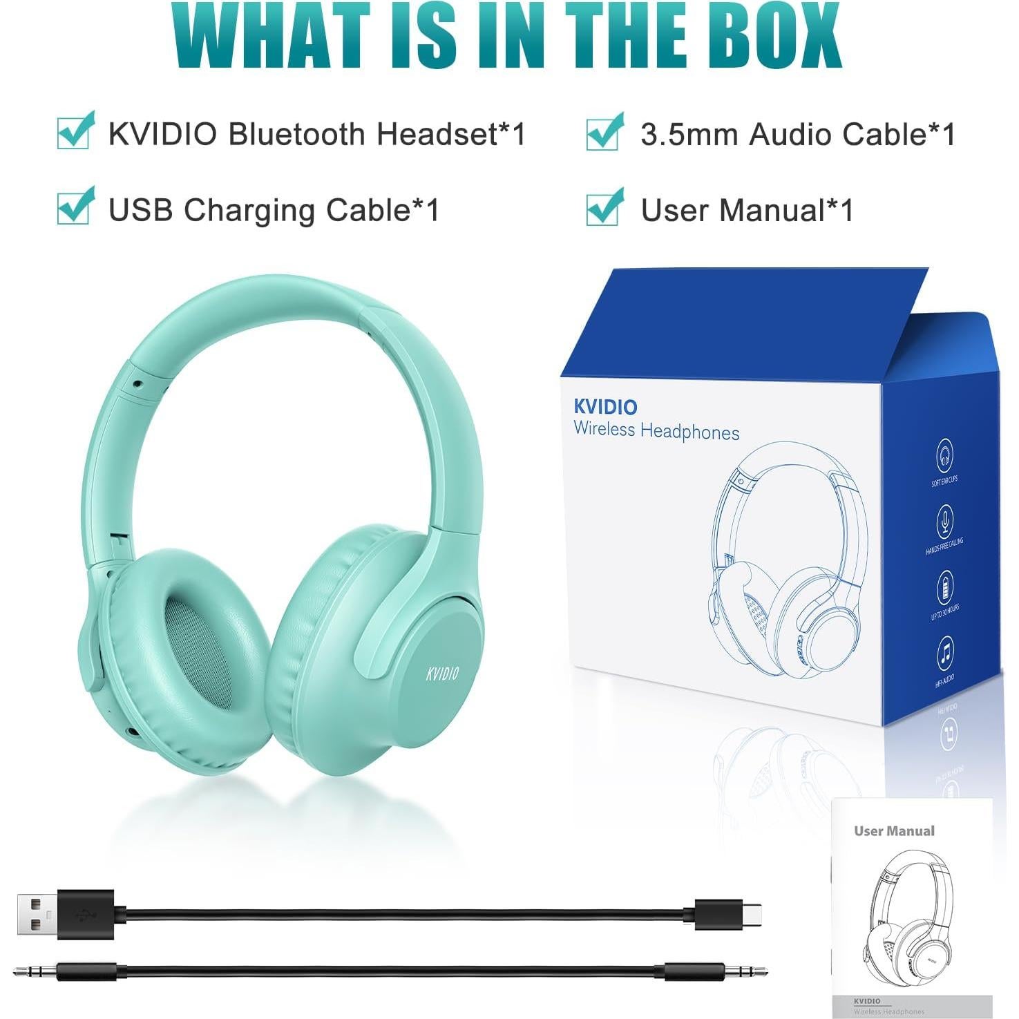 Auriculares Bluetooth KVIDIO WH201A Plegables 65h Batería