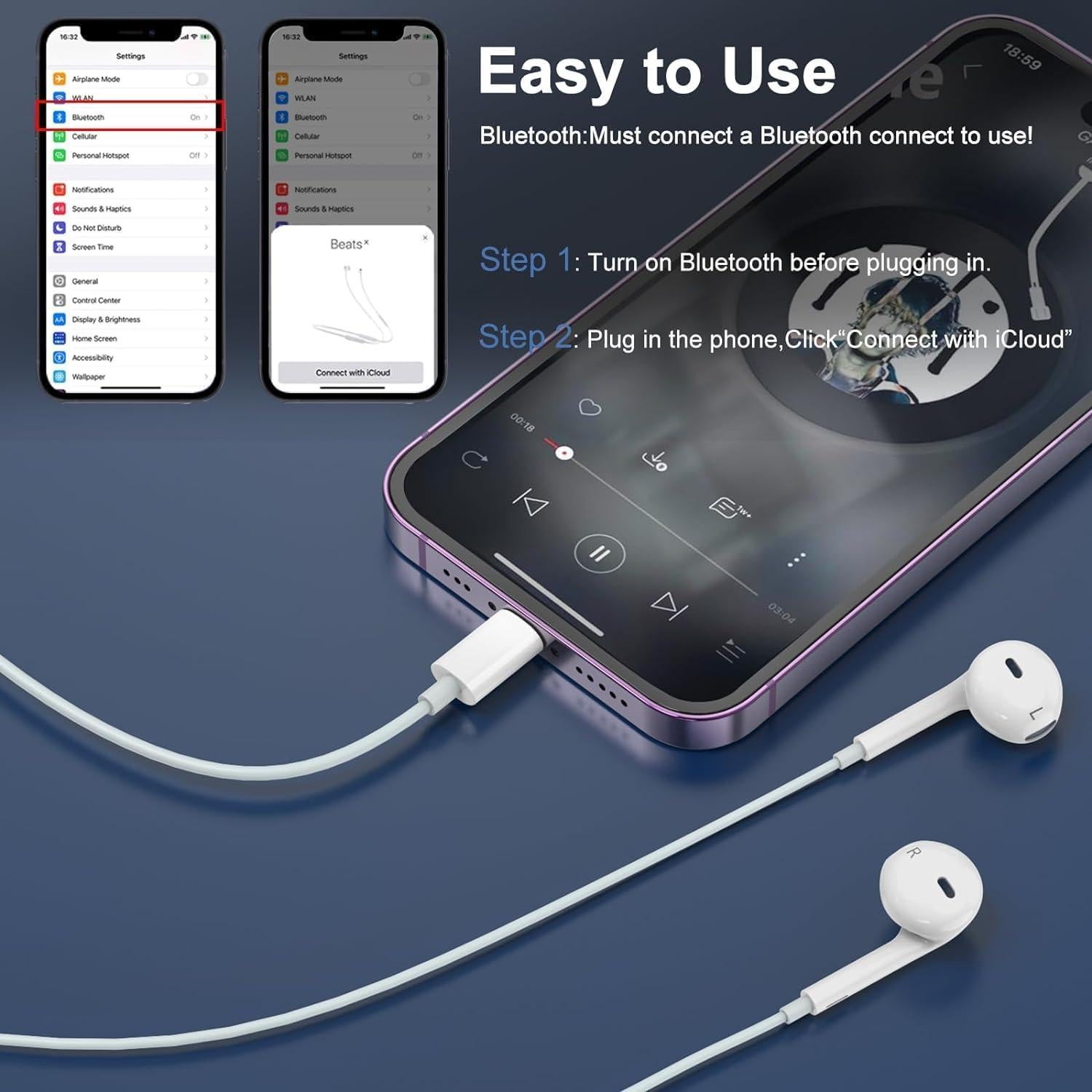 Auriculares con Cable Evrdigi EV-X02 para iPhone - 2 Piezas