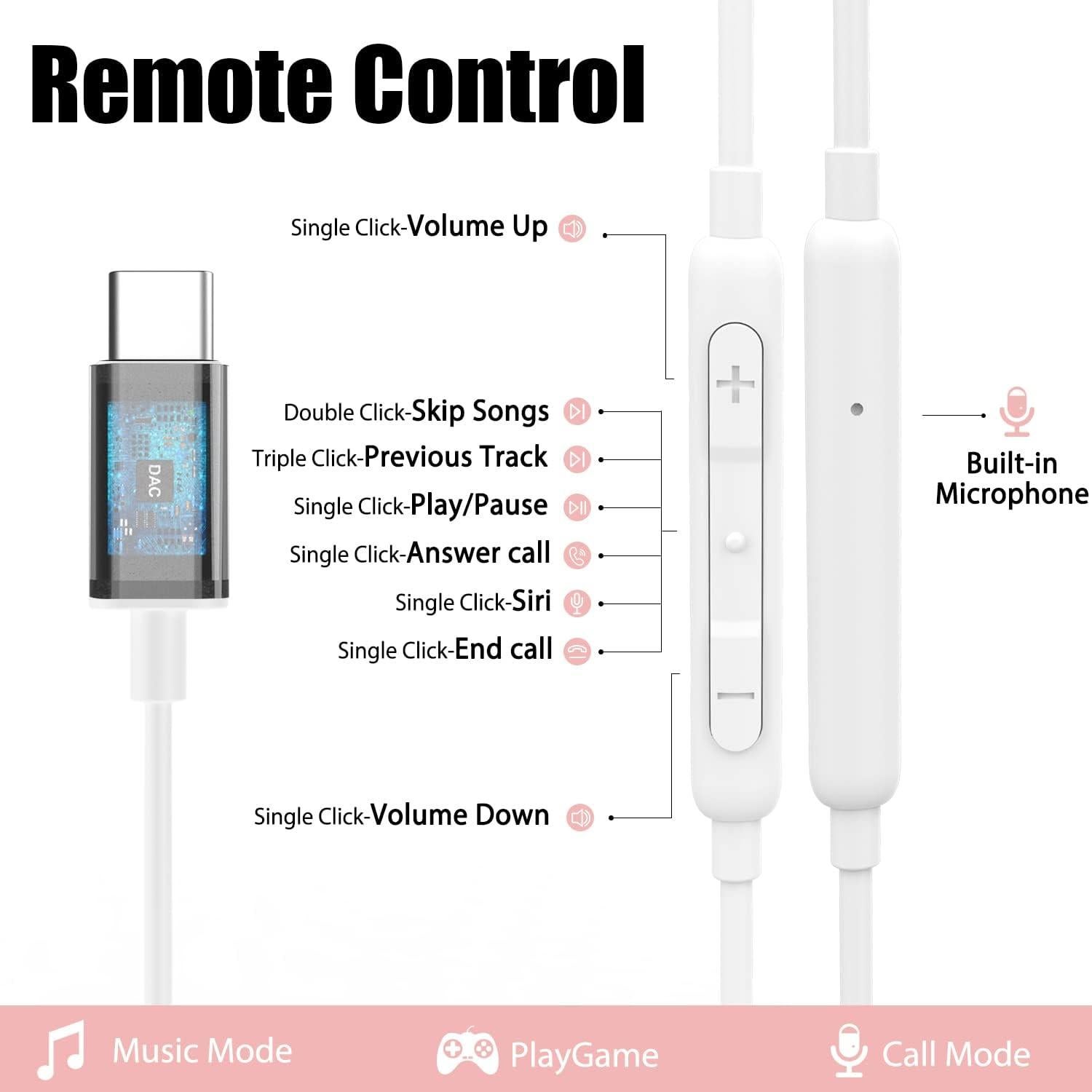 Auriculares USB C ADPROTECH Oro Rosa con Micrófono y Control