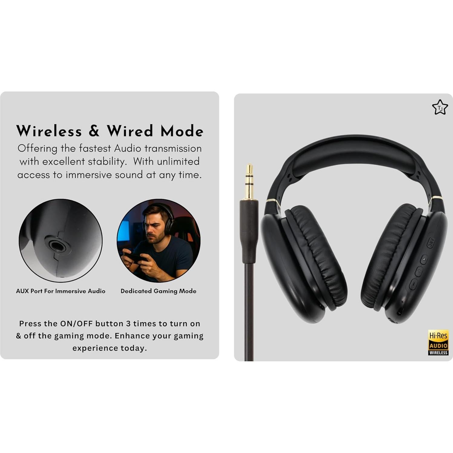 Auriculares Bluetooth TJ ANC 27H Cancelación Ruido Cuero