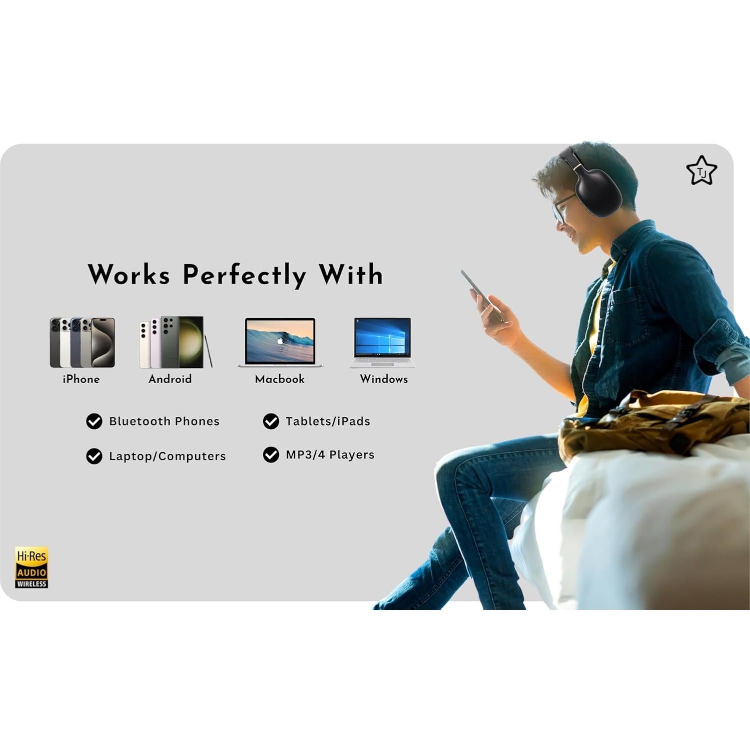 Auriculares Bluetooth TJ ANC 27H Cancelación Ruido Cuero