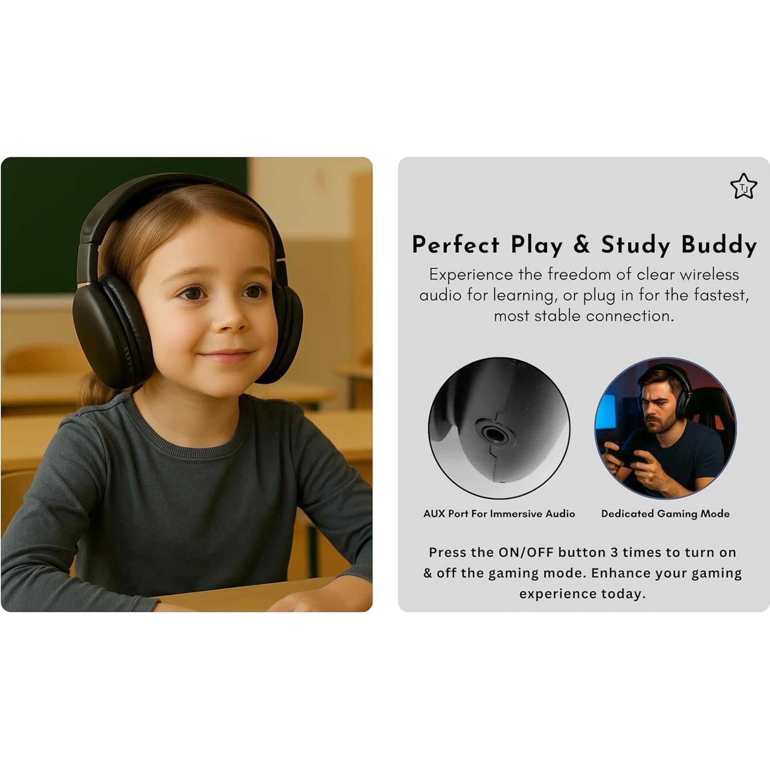 Auriculares Bluetooth TJ ANC 27H Cancelación Ruido Cuero